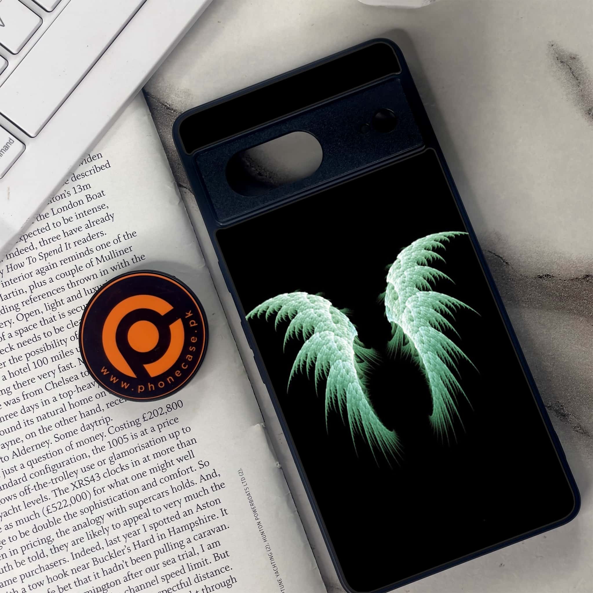 Google Pixel 7 - Angel Wings Series - Premium Metal Printed soft Bumper Shock Proof Case