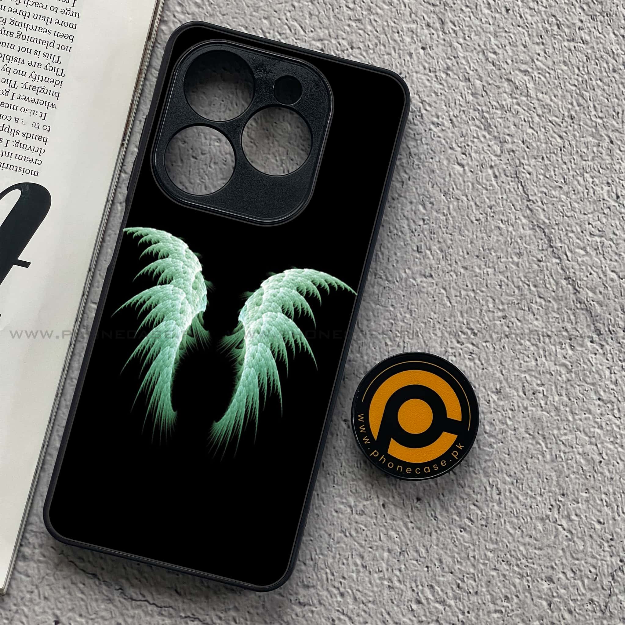 Infinix Smart 8 Pro - Angel Wings Series - Premium Metal Printed soft Bumper shock Proof Case