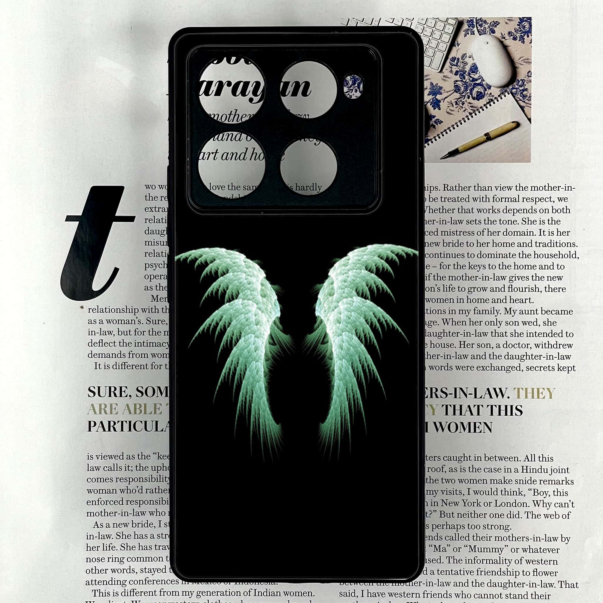 Infinix Note 40 Pro Plus - Angel Wings Series - Premium Metal Printed soft Bumper shock Proof Case