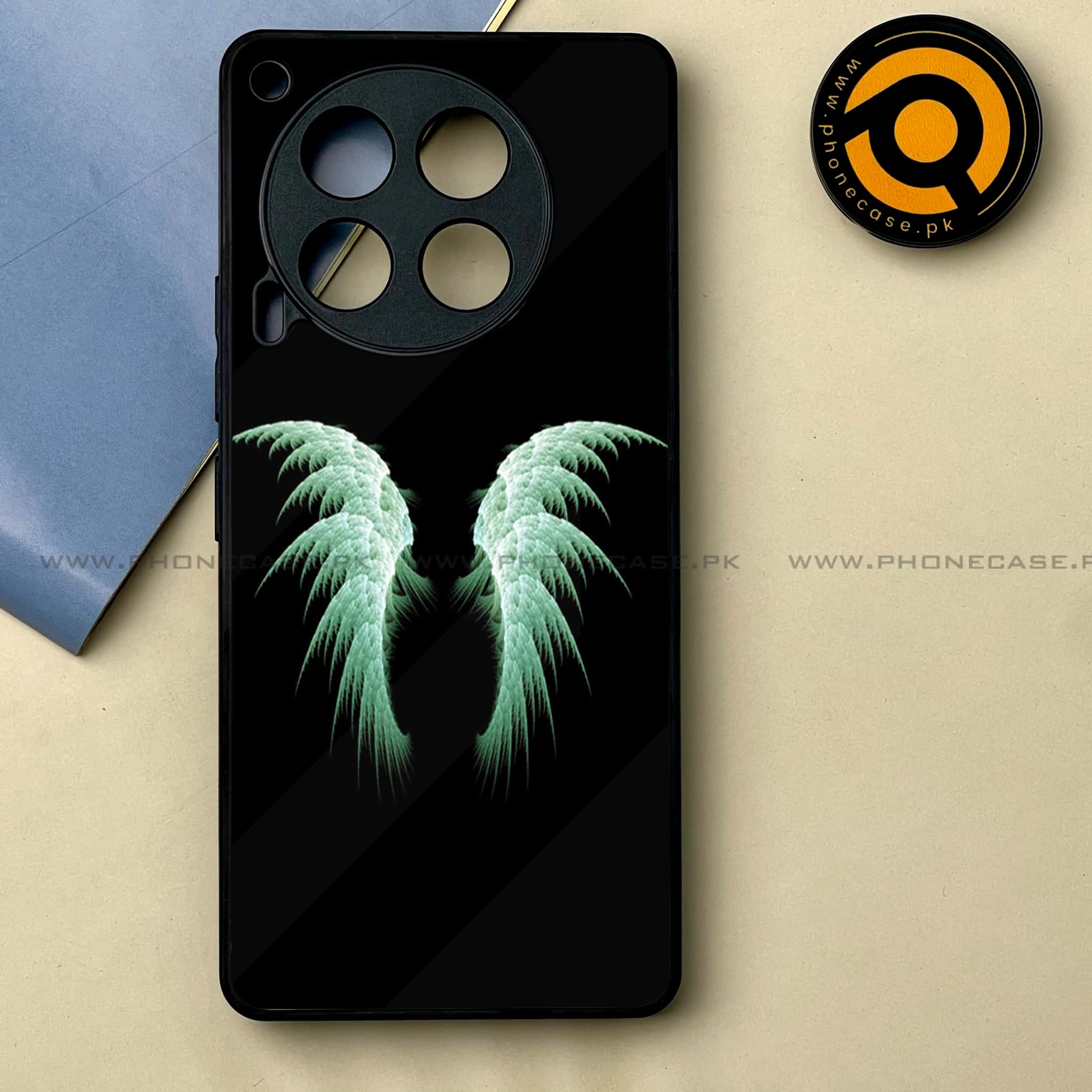 Tecno Camon 30 - Angel Wings Series -  Premium Printed Metal soft Bumper shock Proof Case