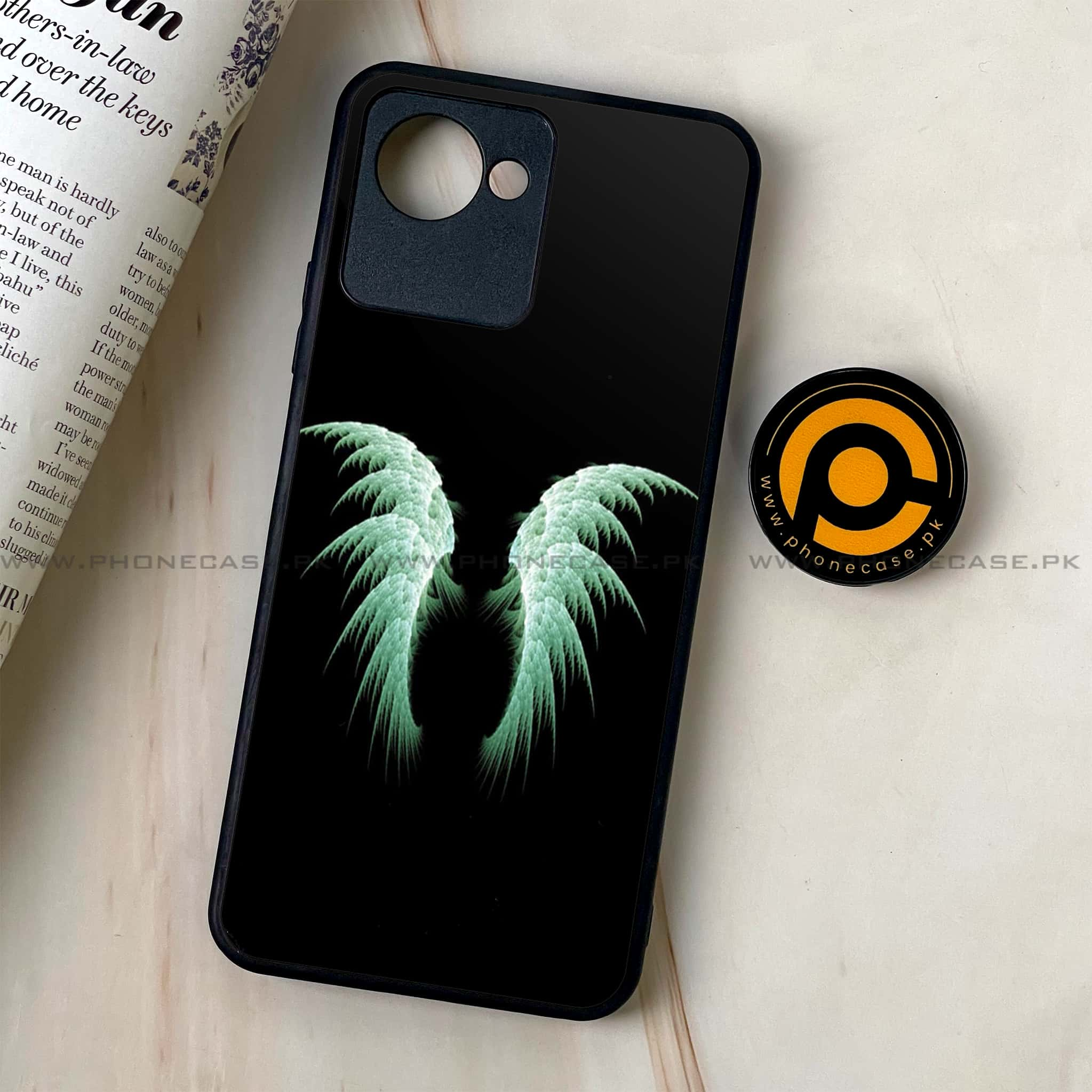 Realme C30 - Angel Wings Series - Premium Printed Glass soft Bumper shock Proof Case