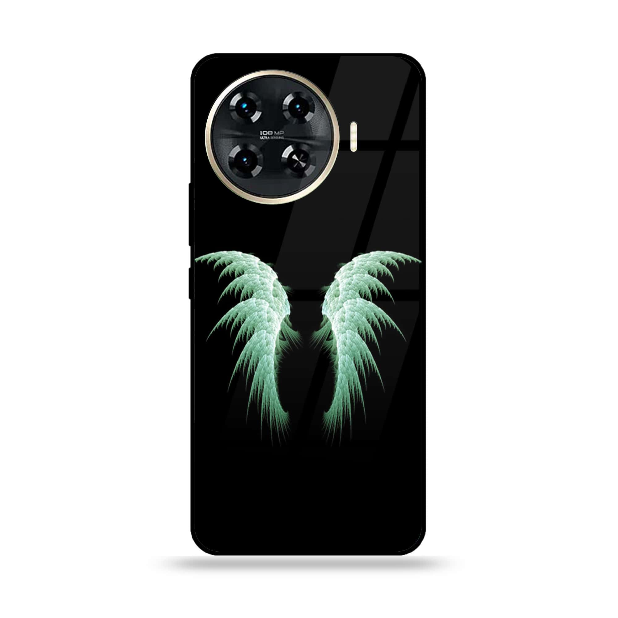 Tecno Spark 20 pro plus - Angel Wings Series - Premium Printed Glass soft Bumper shock Proof Case