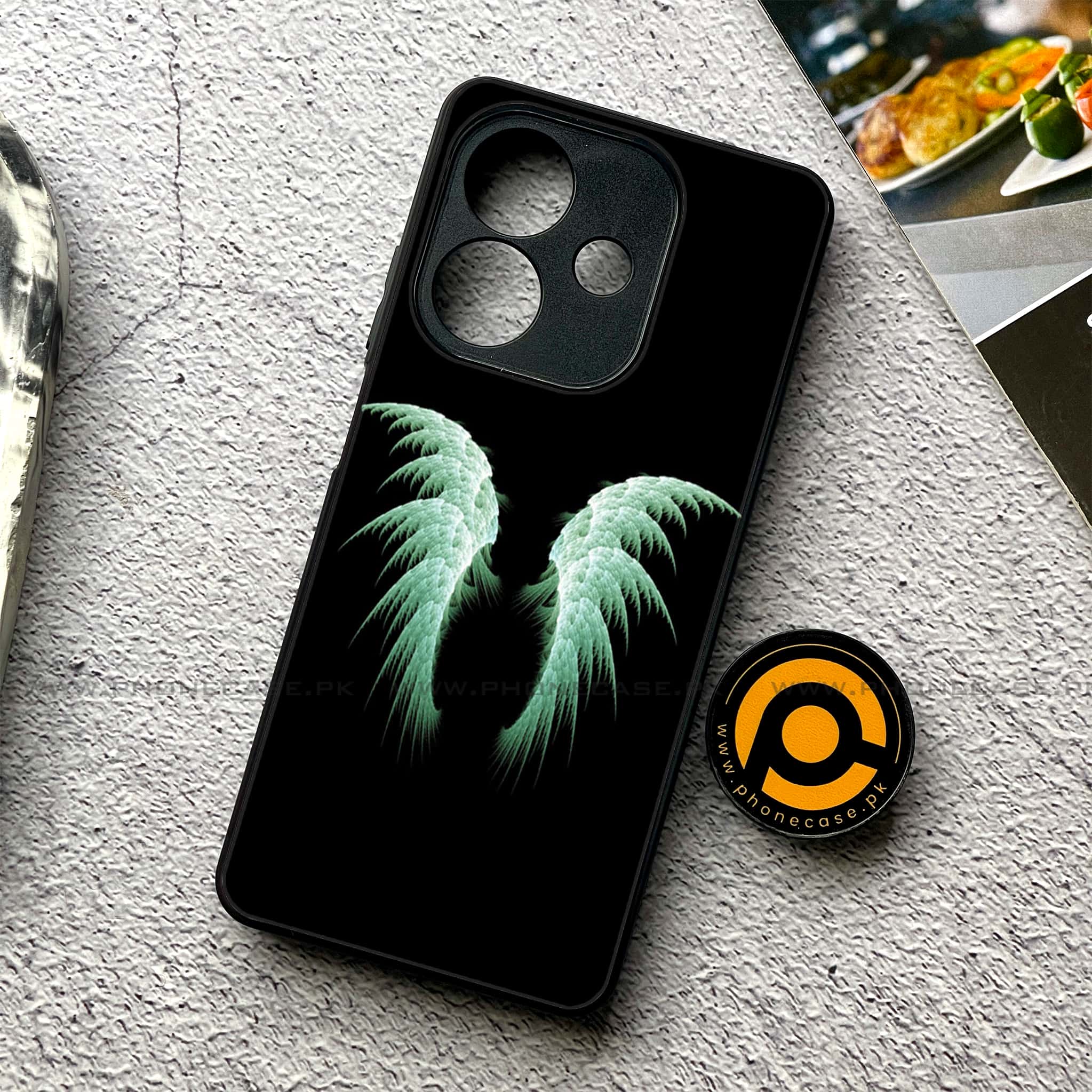 Oppo A5i - Angel Wings Series - Premium Printed Metal soft Bumper shock Proof Case