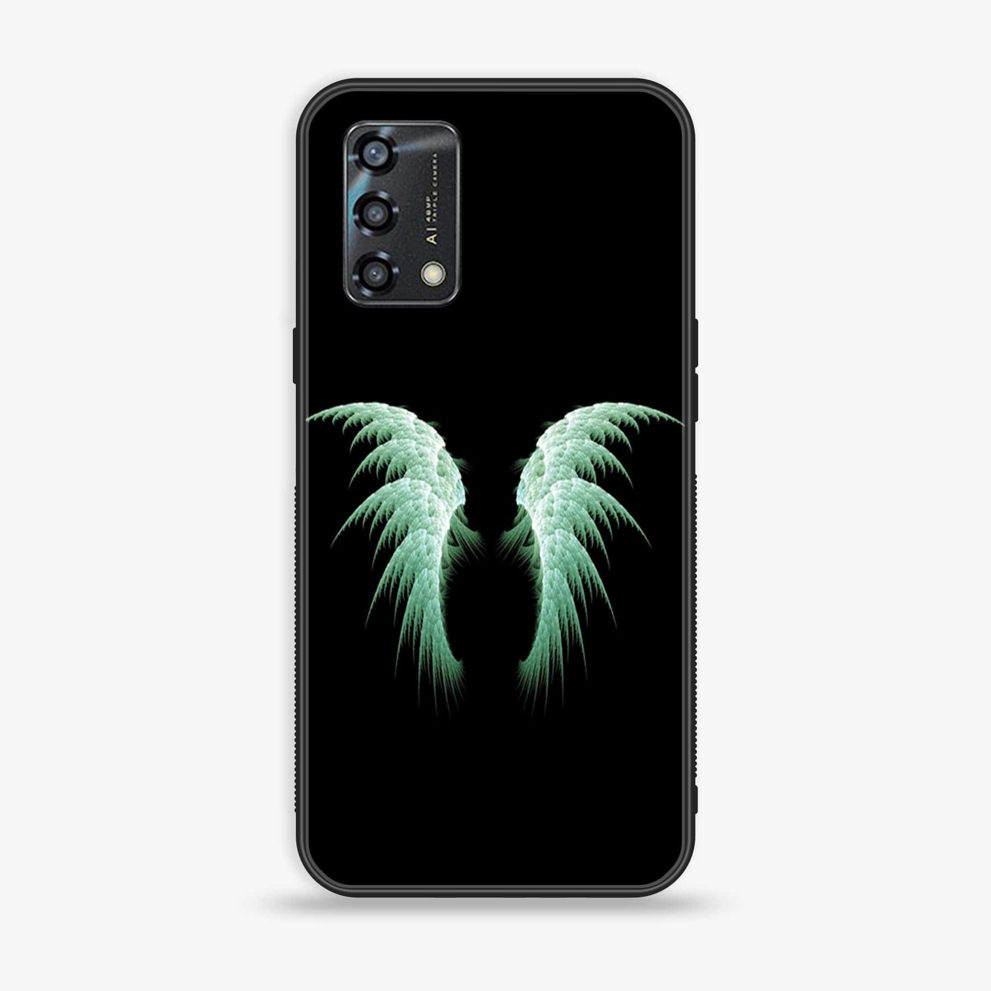 Oppo A95 - Angel Wings Series - Premium Printed Glass soft Bumper shock Proof Case