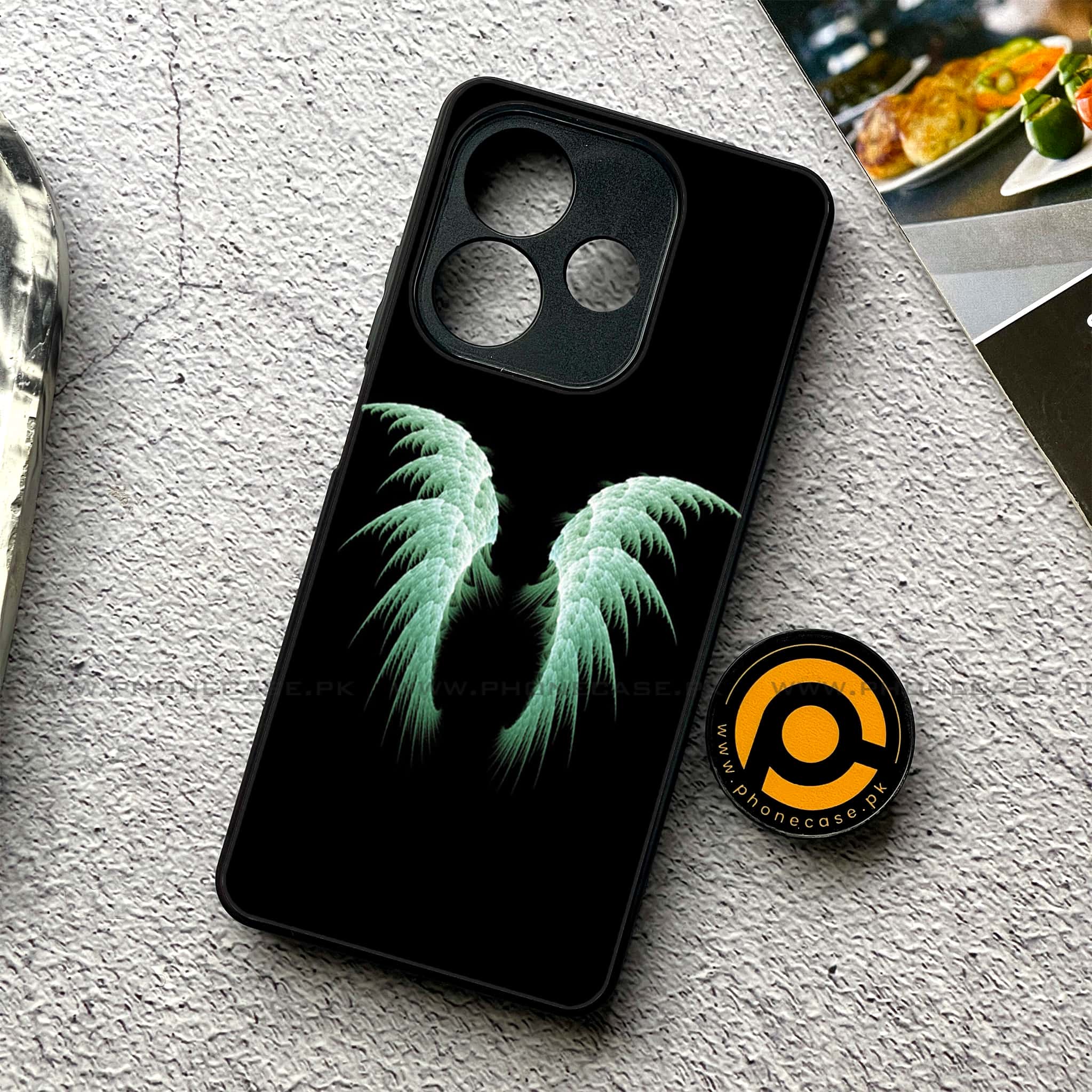 Oppo A5 Pro - Angel Wings Series - Premium Metal Printed soft Bumper shock Proof Case