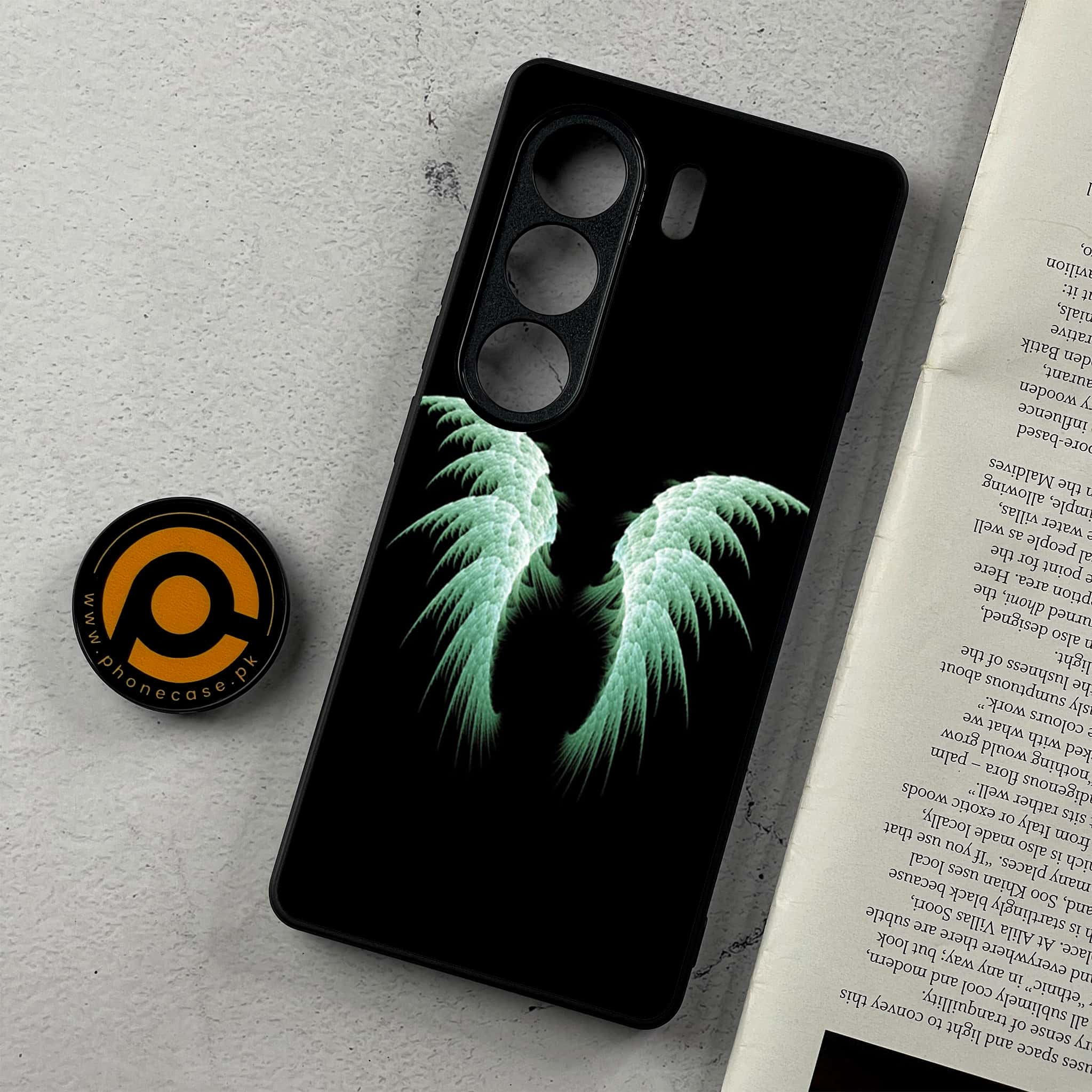 Tecno Camon 40 - Angel Wings Series - Premium Metal Printed Soft Bumper Shockproof Case