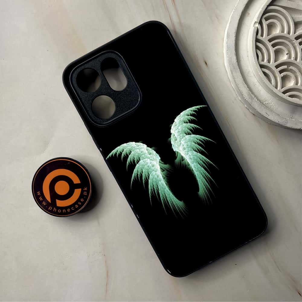 Oppo Reno 14F - Angel Wings Series - Premium Metal Printed Soft Bumper Shockproof Case