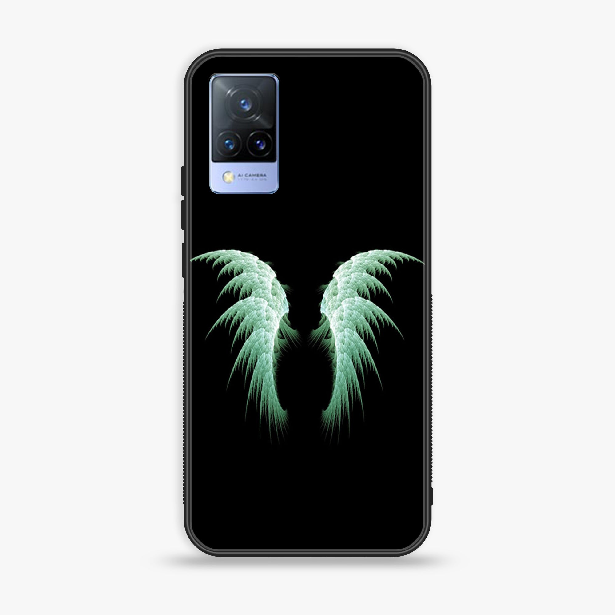 Vivo V21 - Angel Wings Series - Premium Printed Glass soft Bumper shock Proof Case