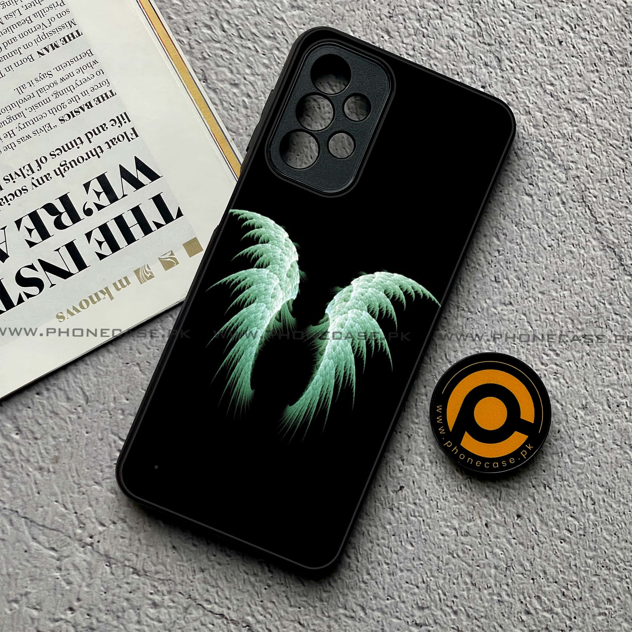 Samsung Galaxy A23- Angel Wing Series - Premium Printed Glass soft Bumper shock Proof Case