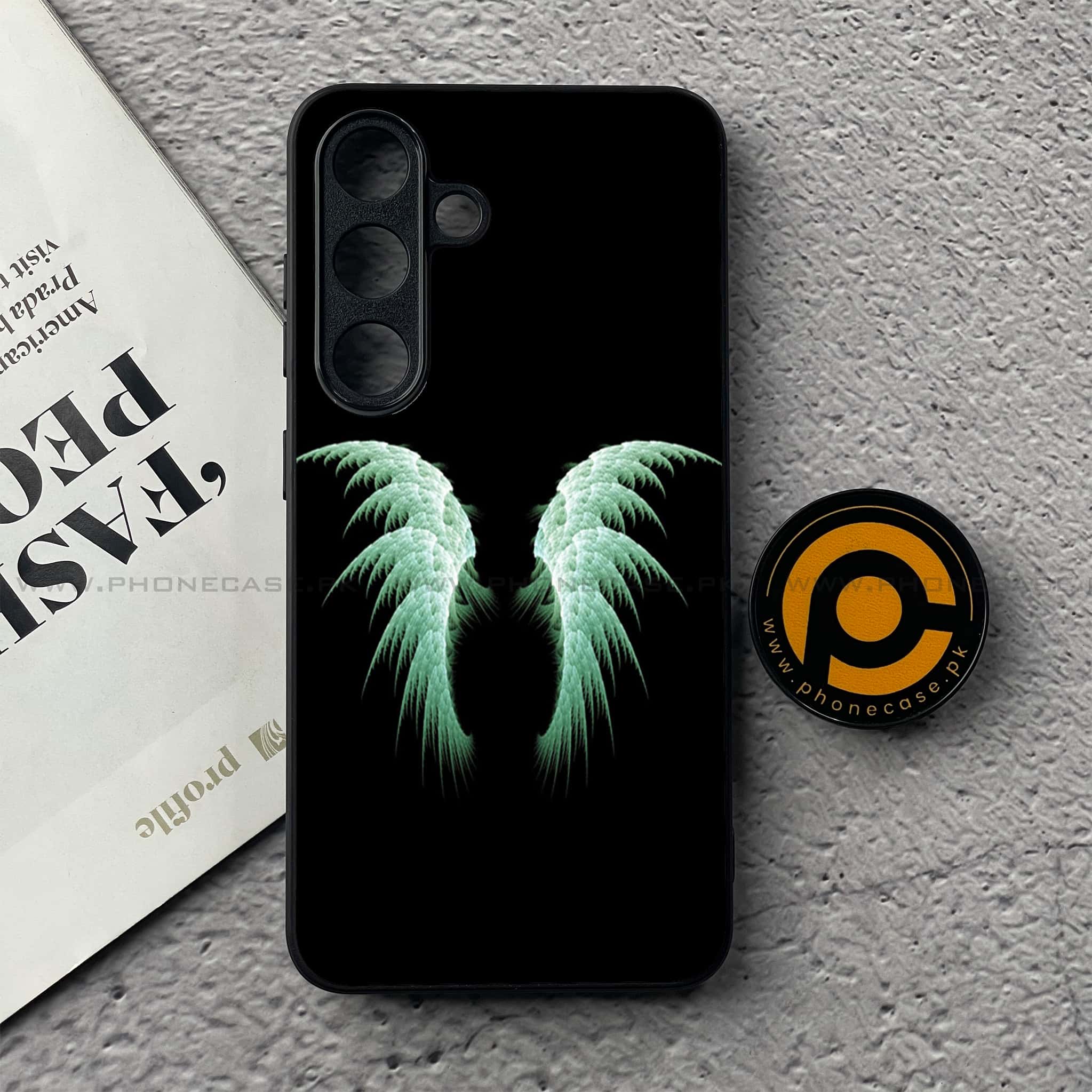 Samsung Galaxy S25 FE - Angel Wings Series - Premium Metal Printed soft Bumper shock Proof Case