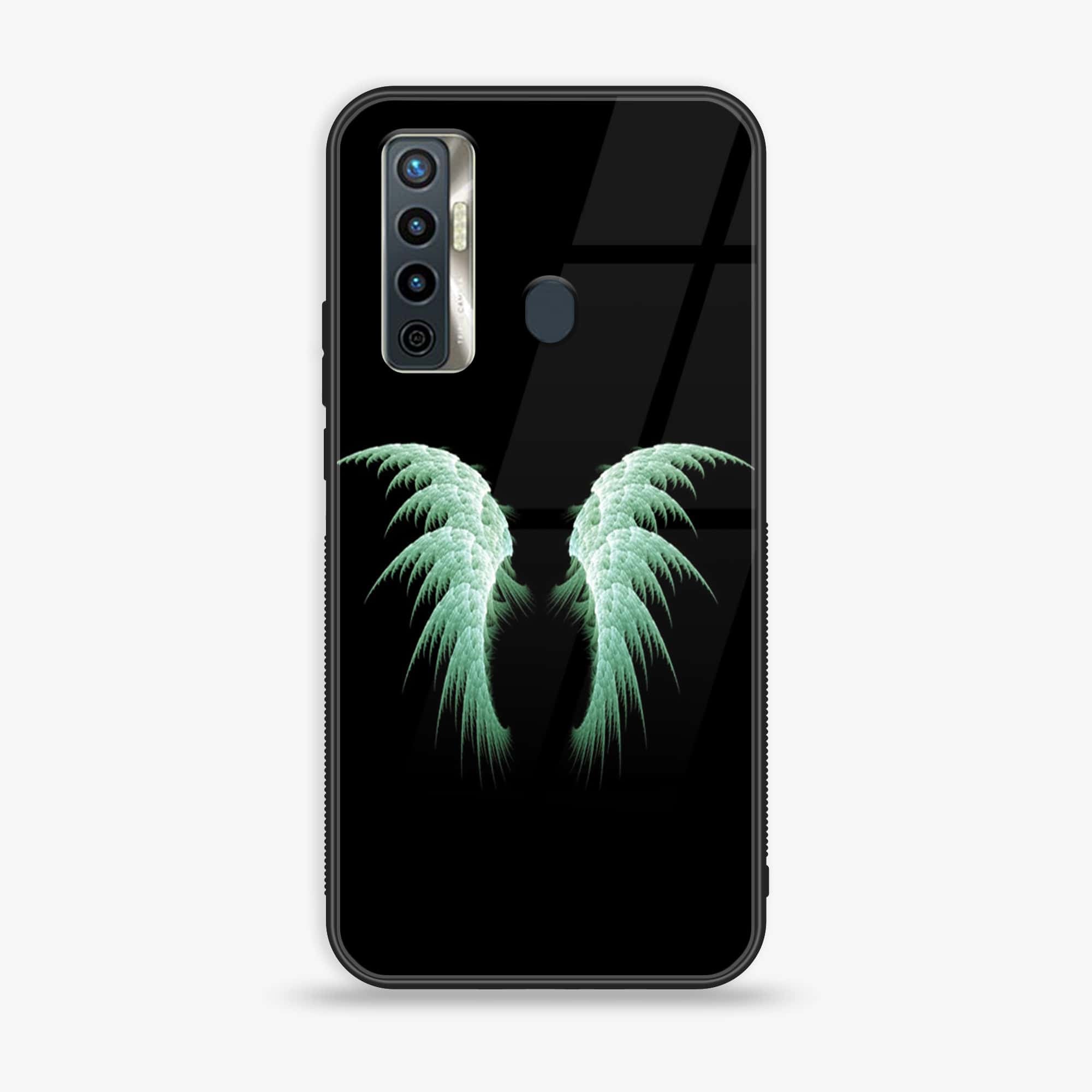 Tecno Camon 17 - Angel Wings Series - Premium Printed Glass soft Bumper shock Proof Case