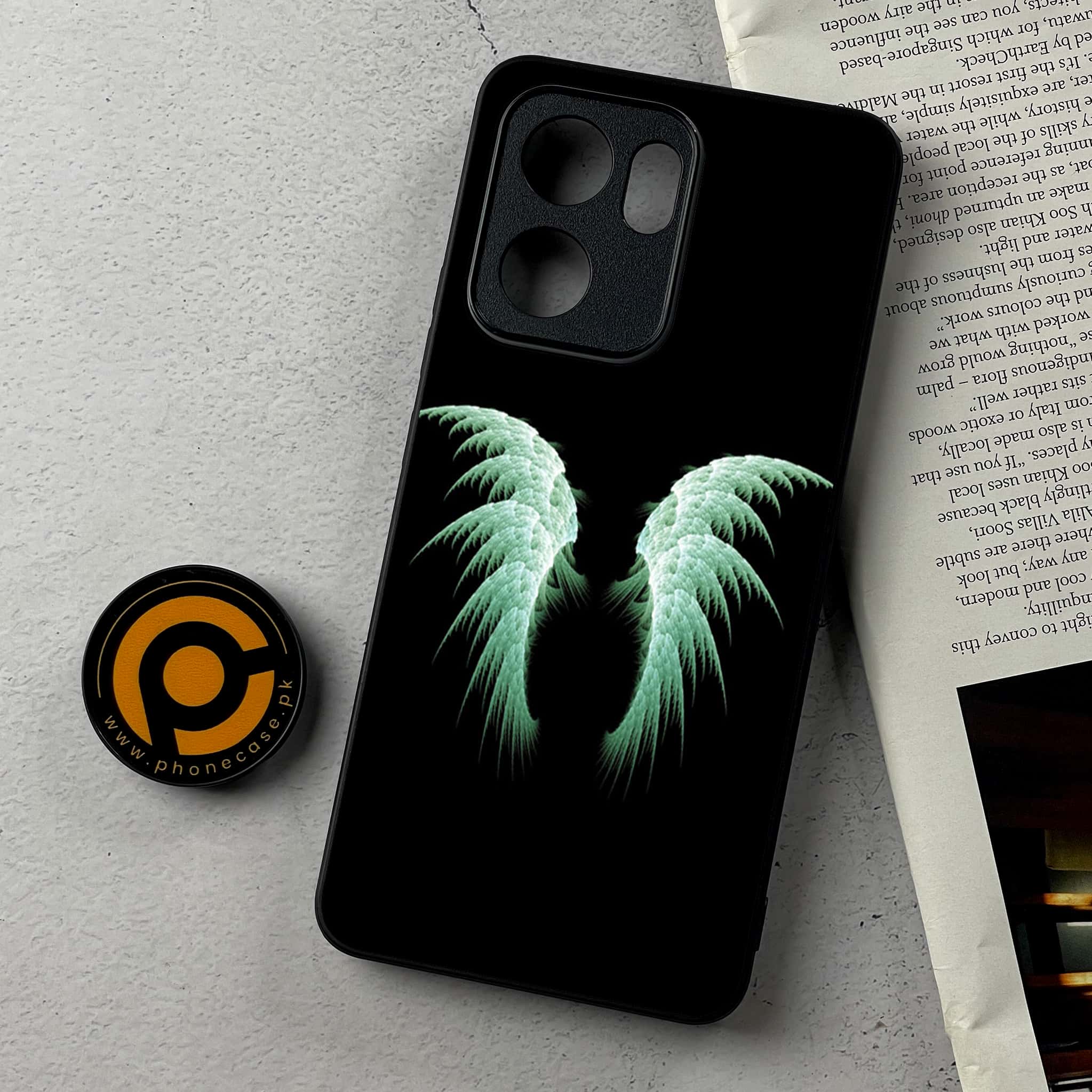 Oppo Reno 13F - Angel Wings Series - Premium Metal Printed Soft Bumper Shockproof Case