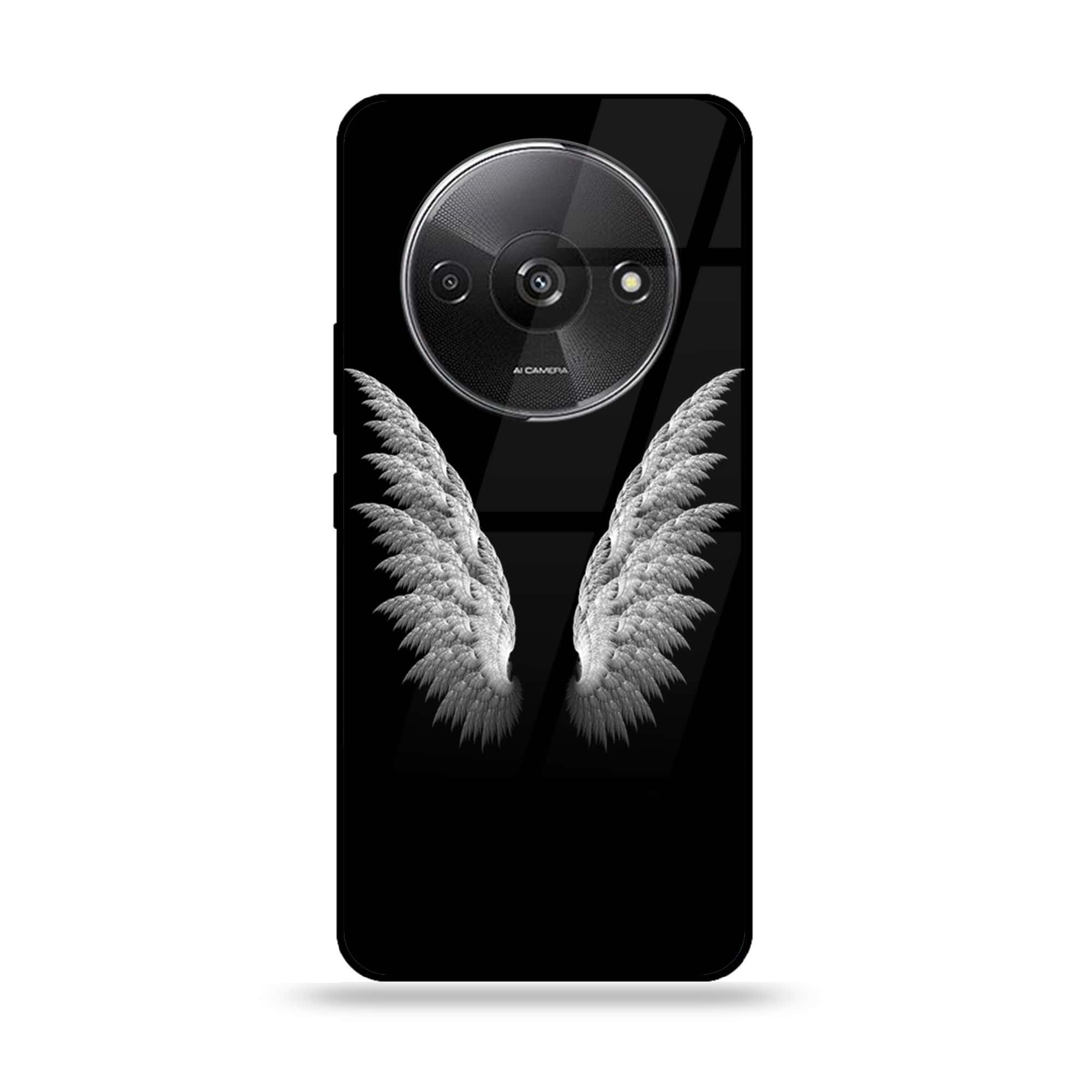 Xiaomi Redmi A3 - Angel Wings Series - Premium Printed Glass soft Bumper shock Proof Case
