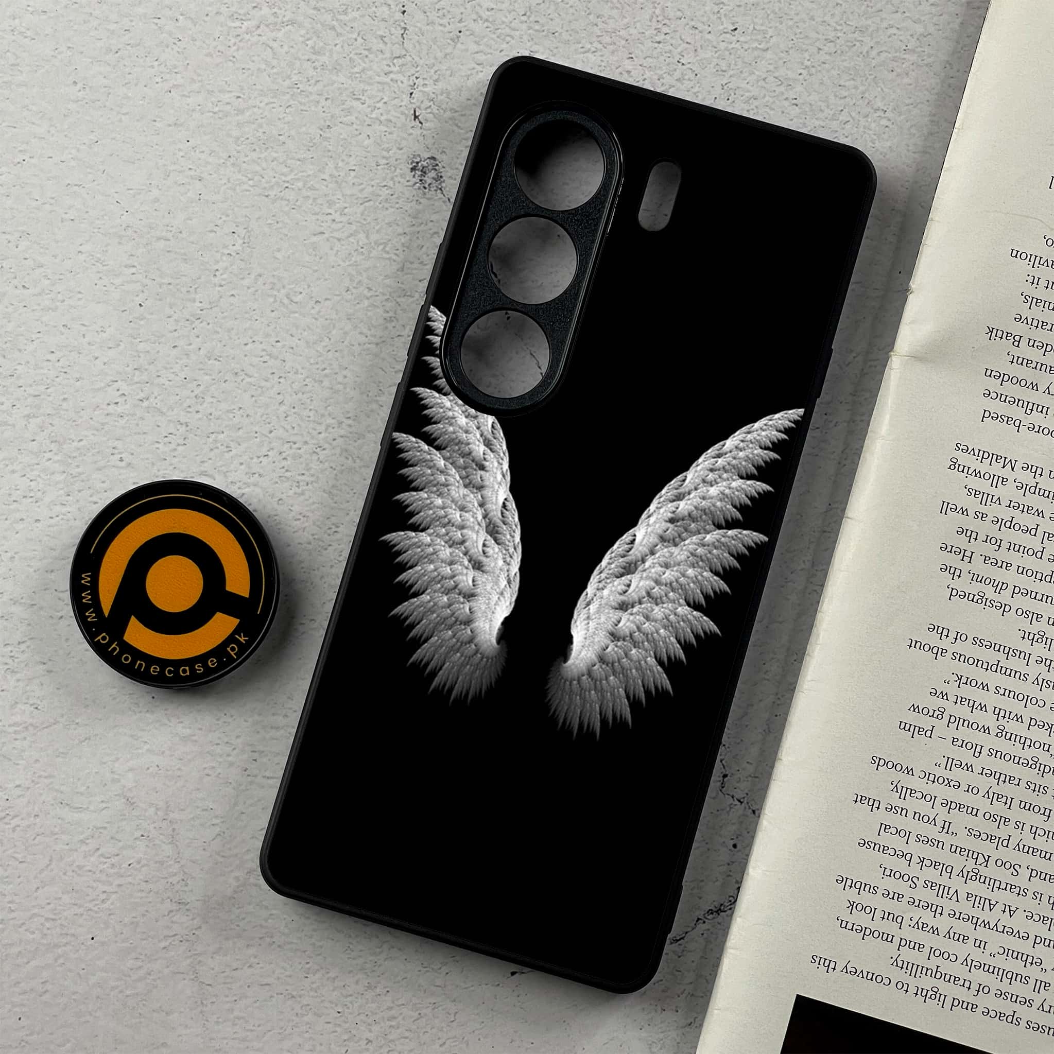 Tecno Camon 40 - Angel Wings Series - Premium Metal Printed Soft Bumper Shockproof Case