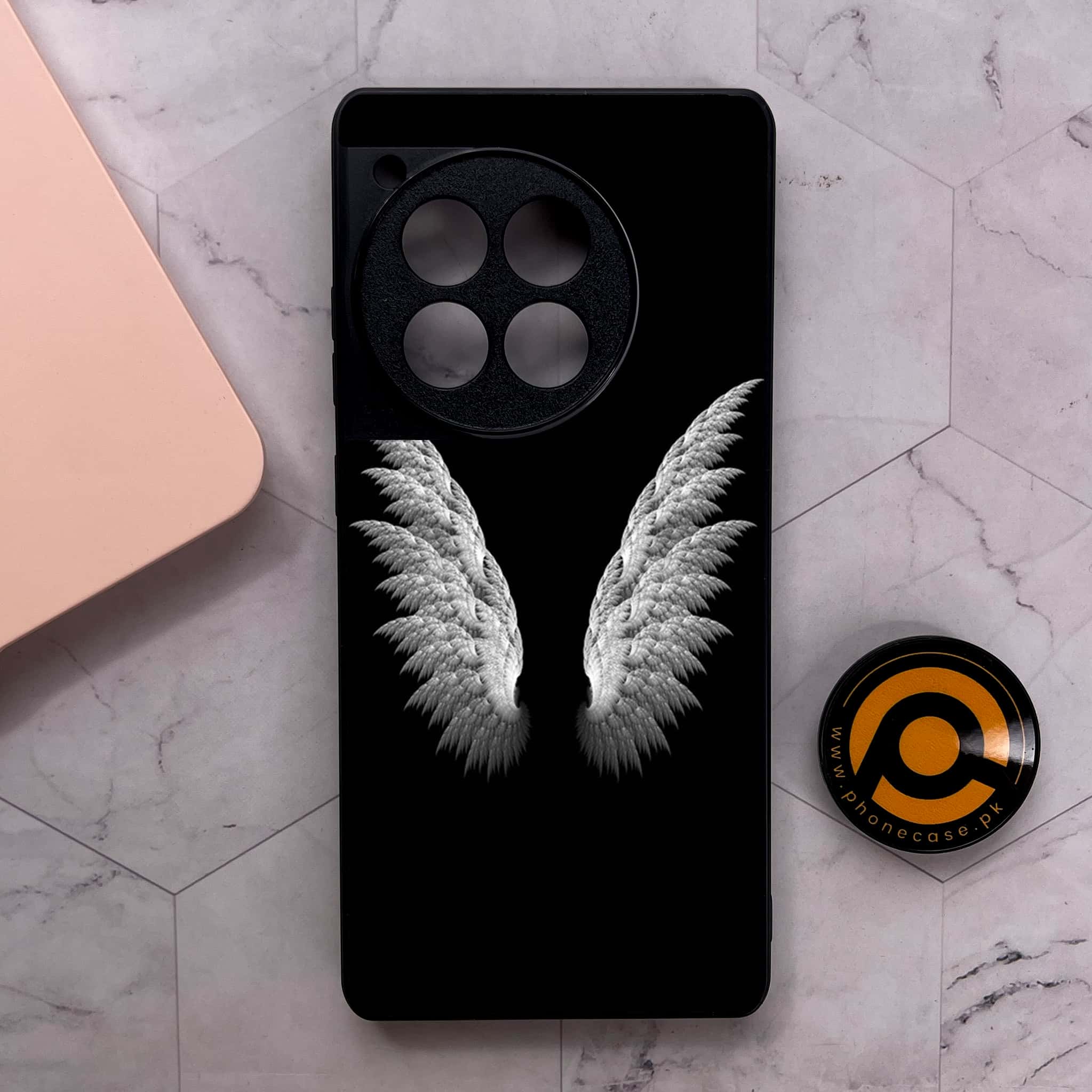 OnePlus 12R - Angel Wings Series - Premium Metal Printed soft Bumper shock Proof Case