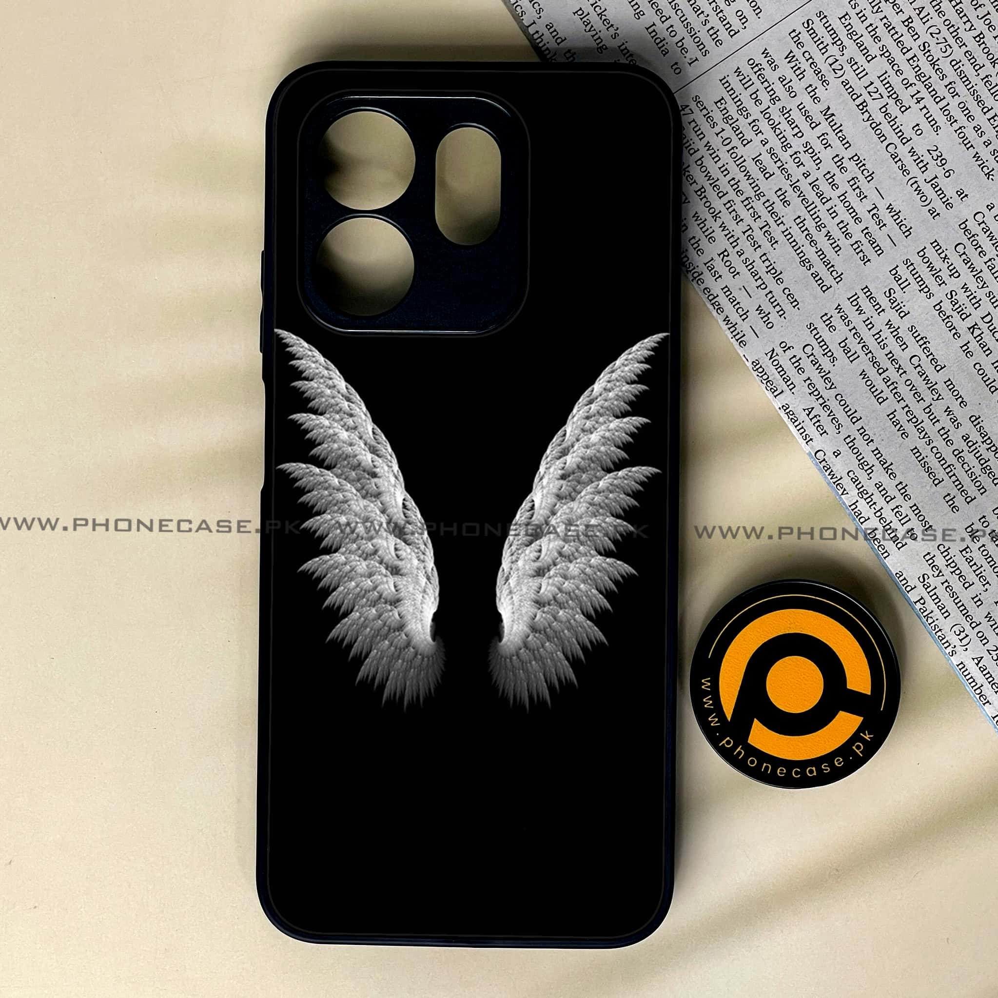 Infinix Hot 50i - Angel Wings Series - Premium Printed Glass soft Bumper shock Proof Case