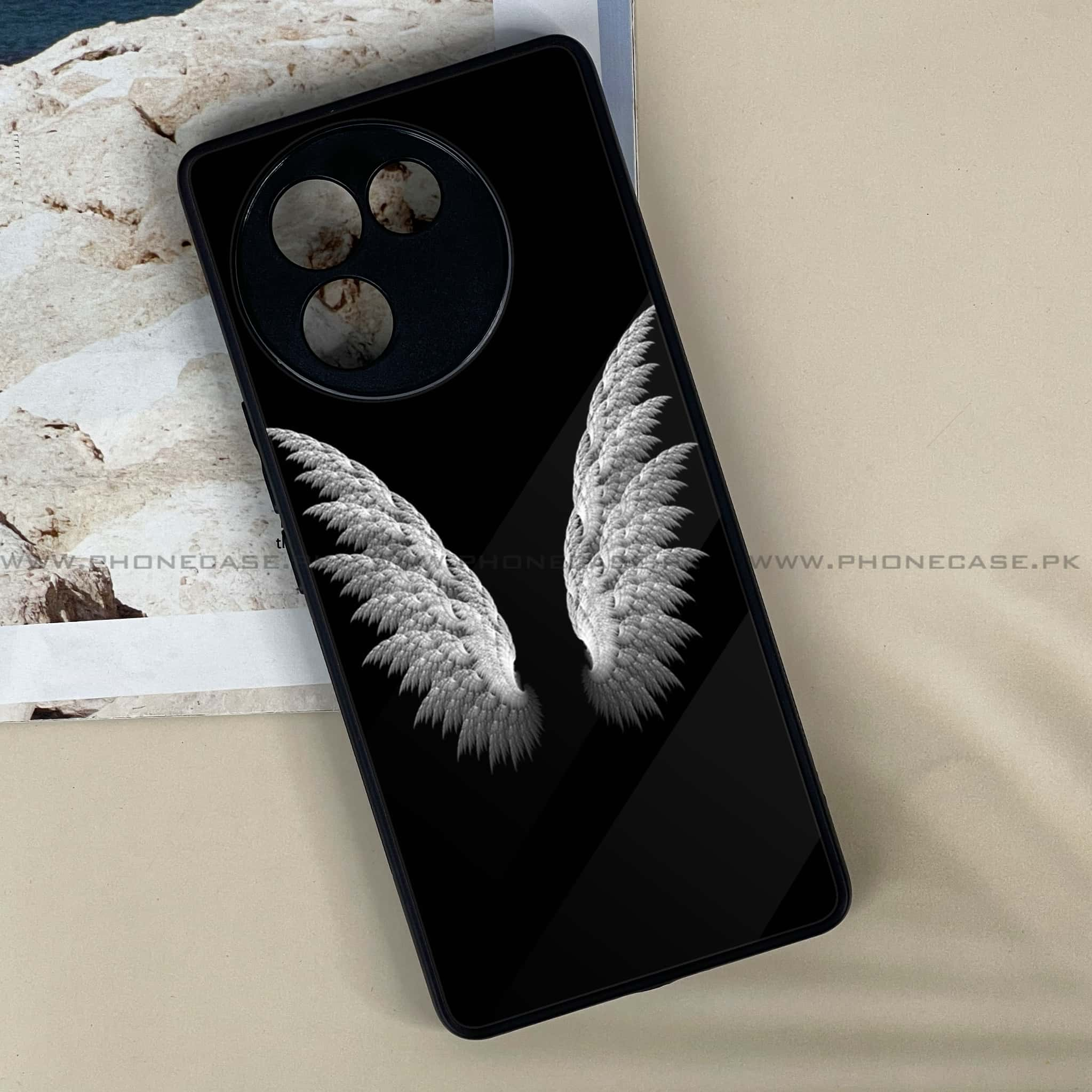 Vivo V30E - Angel Wings Series - Premium Printed Metal soft Bumper shock Proof Case