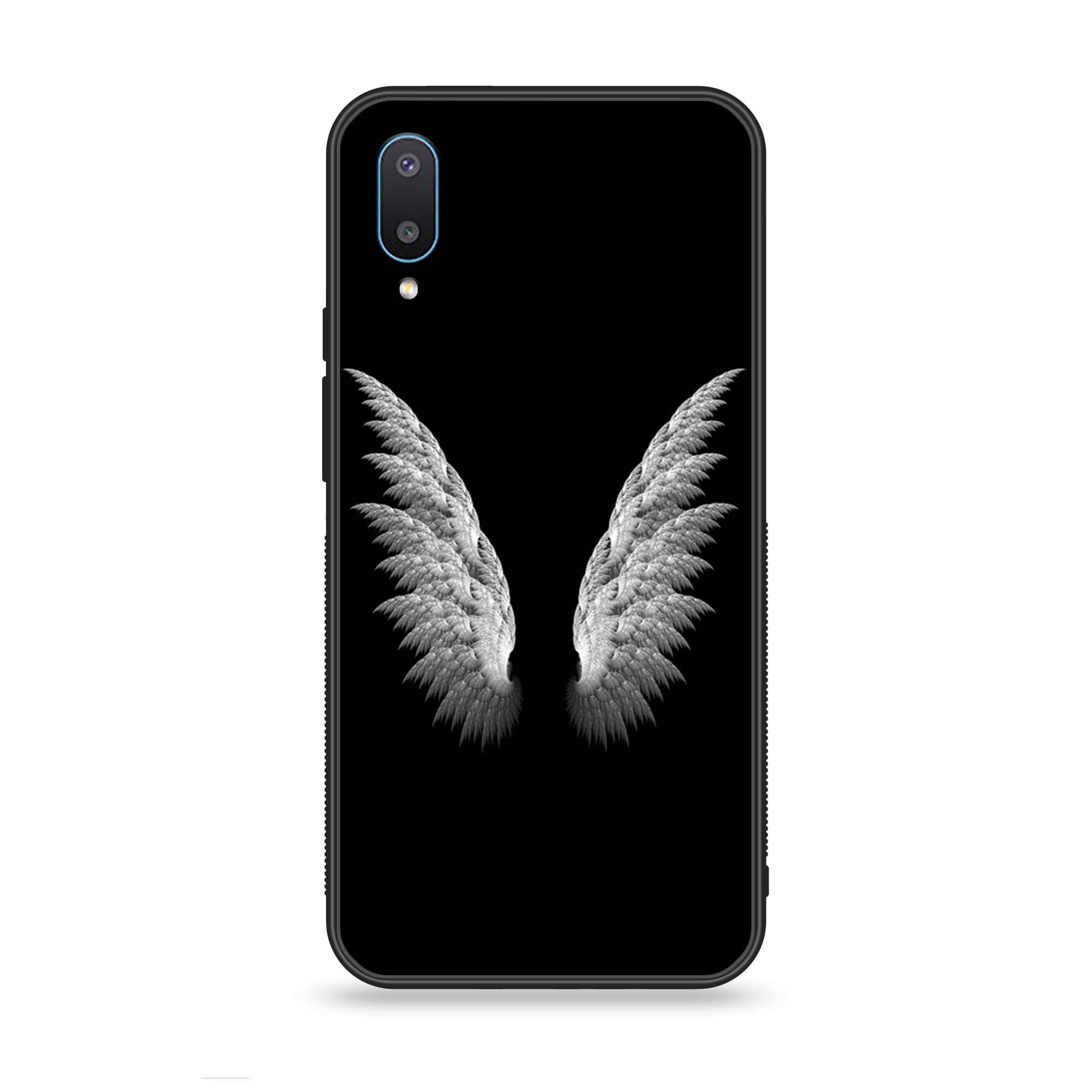 Samsung Galaxy A02 - Angel Wings Series - Premium Printed Glass soft Bumper shock Proof Case