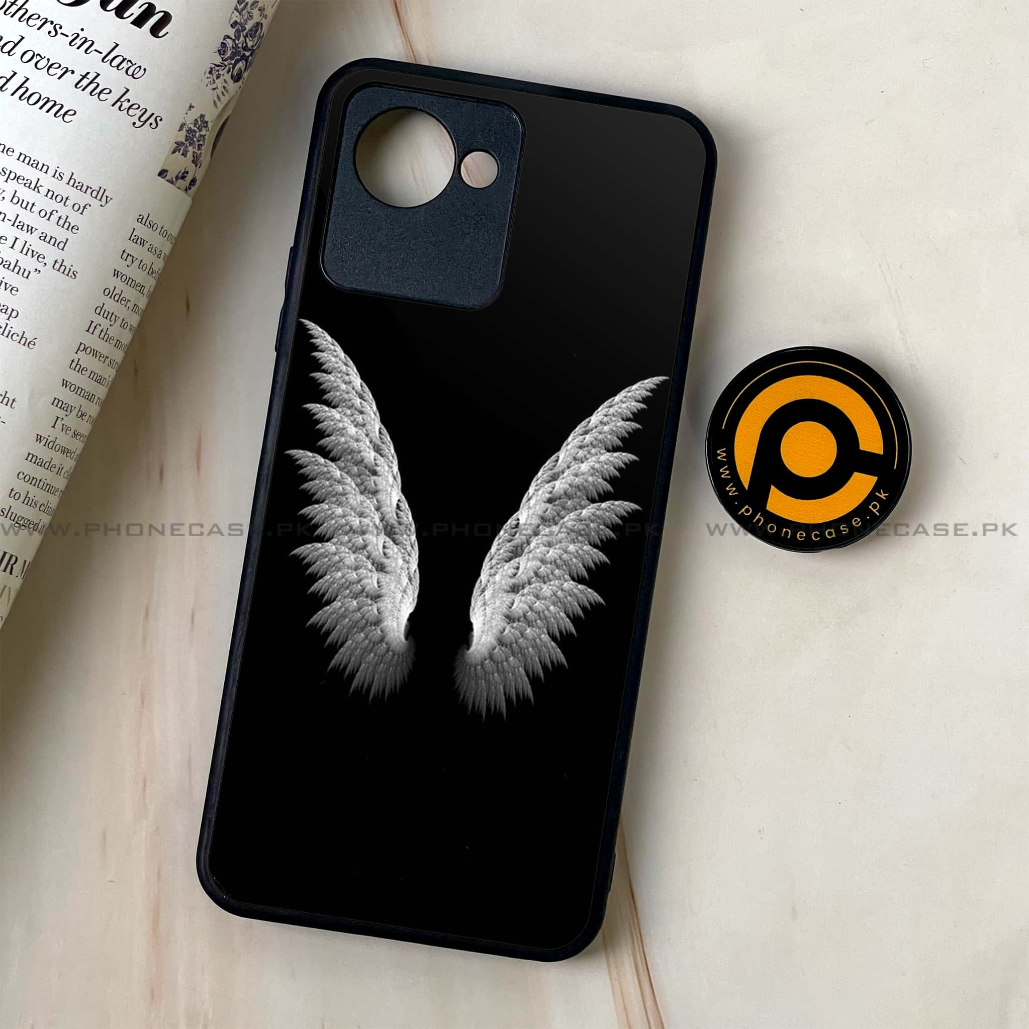 Realme C30 - Angel Wings Series - Premium Printed Glass soft Bumper shock Proof Case