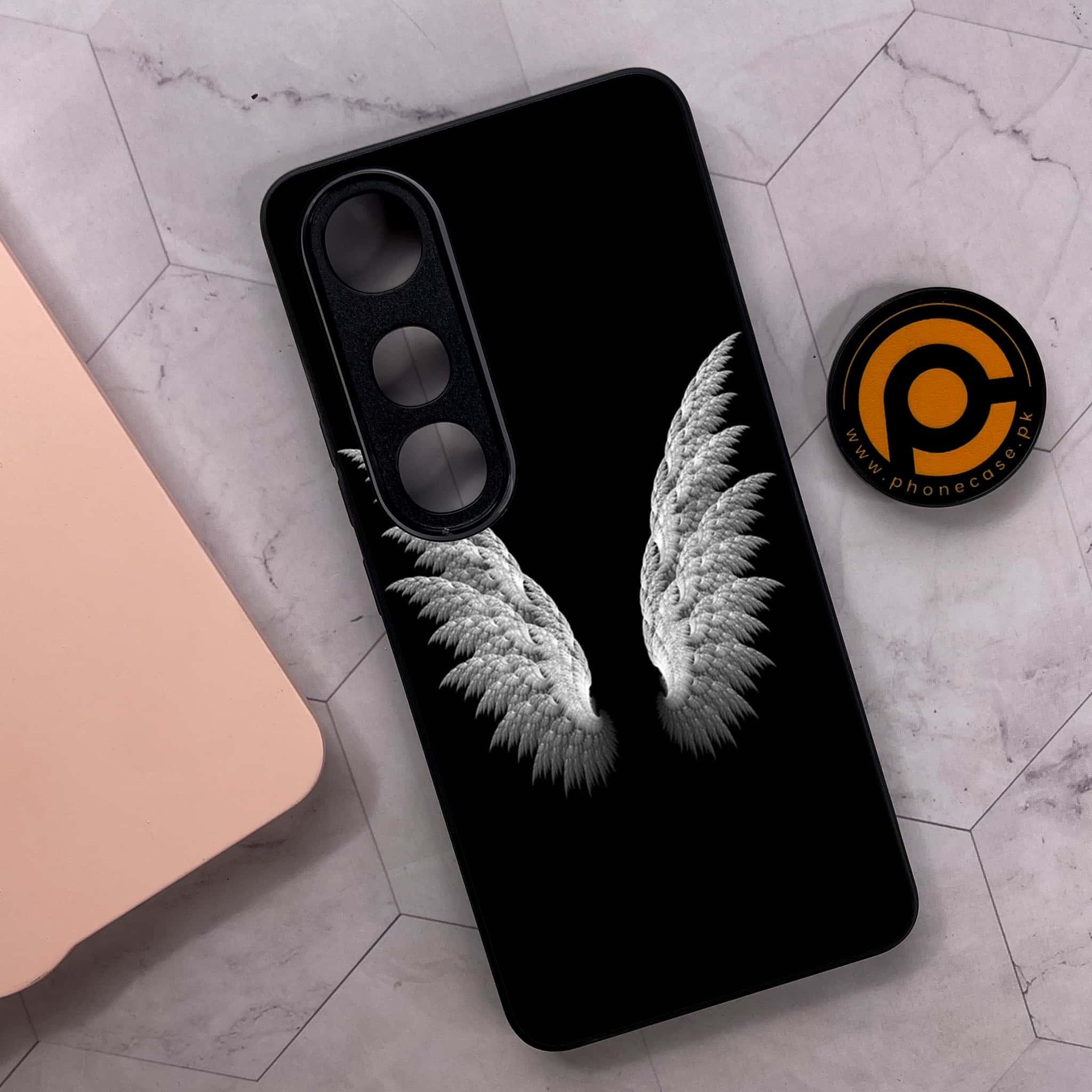 Vivo V50 Lite - Angel Wings Series - Premium Metal Printed soft Bumper shock Proof Case