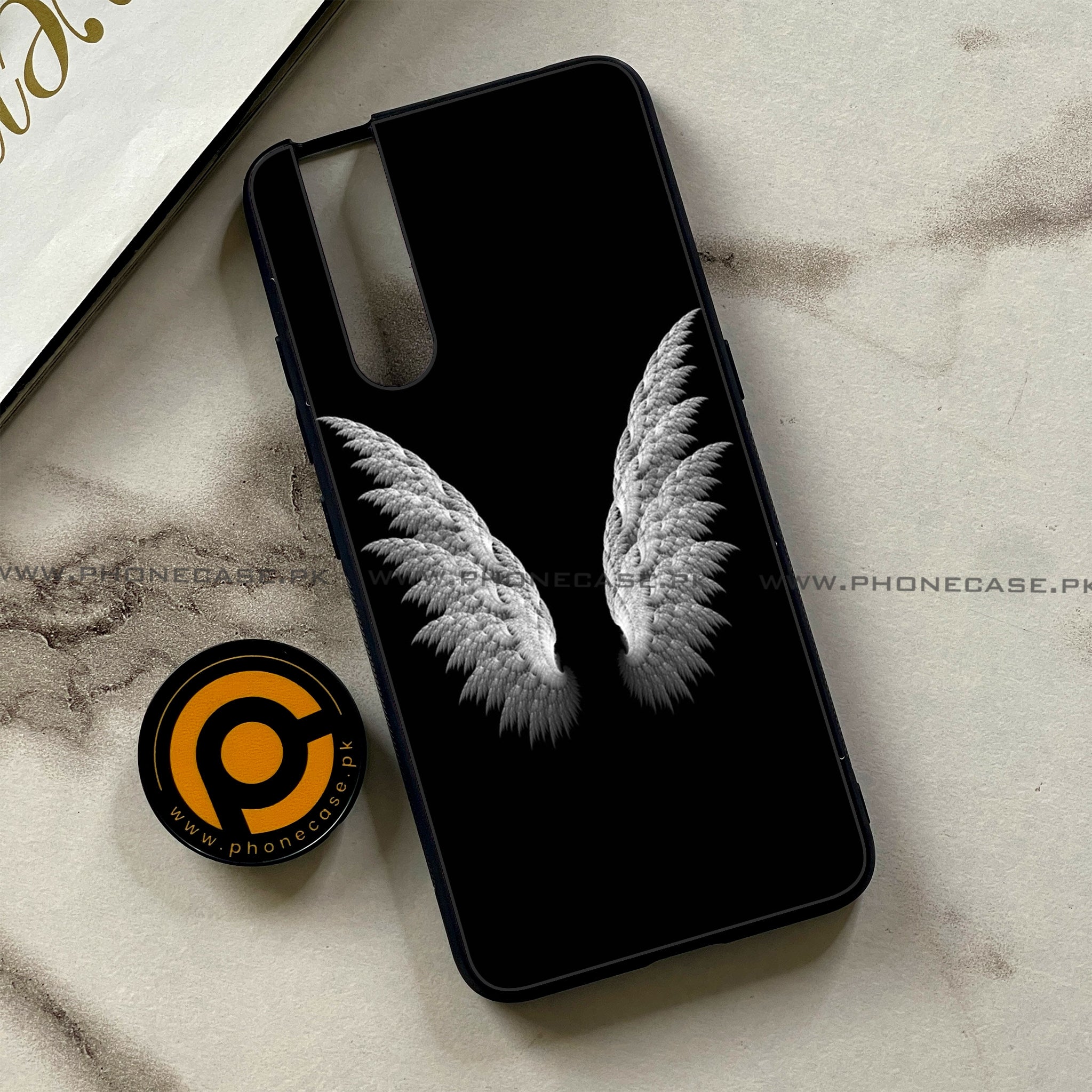 Vivo V15 Pro - Angel Wings Series - Premium Printed Glass soft Bumper shock Proof Case