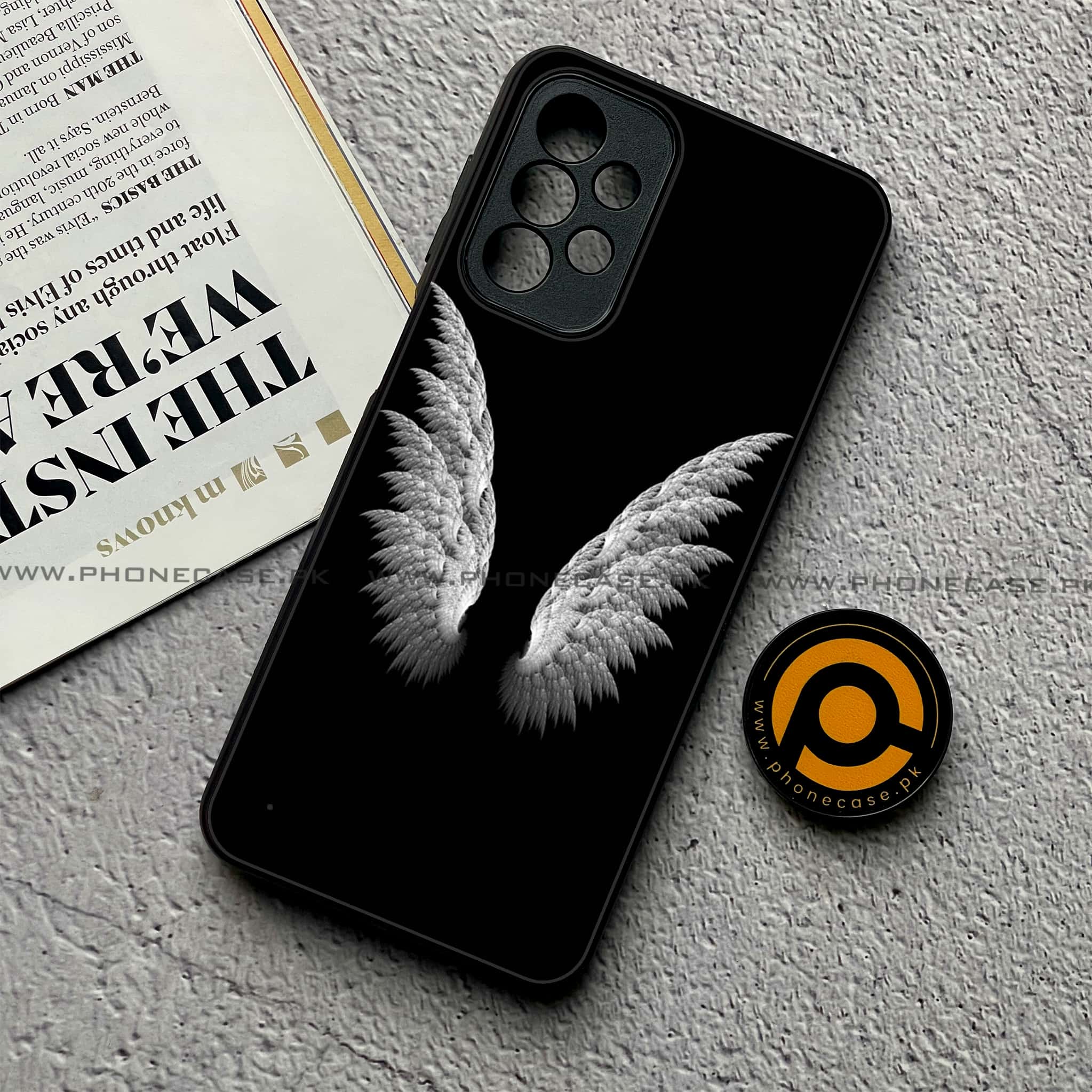 Samsung Galaxy A23- Angel Wing Series - Premium Printed Glass soft Bumper shock Proof Case
