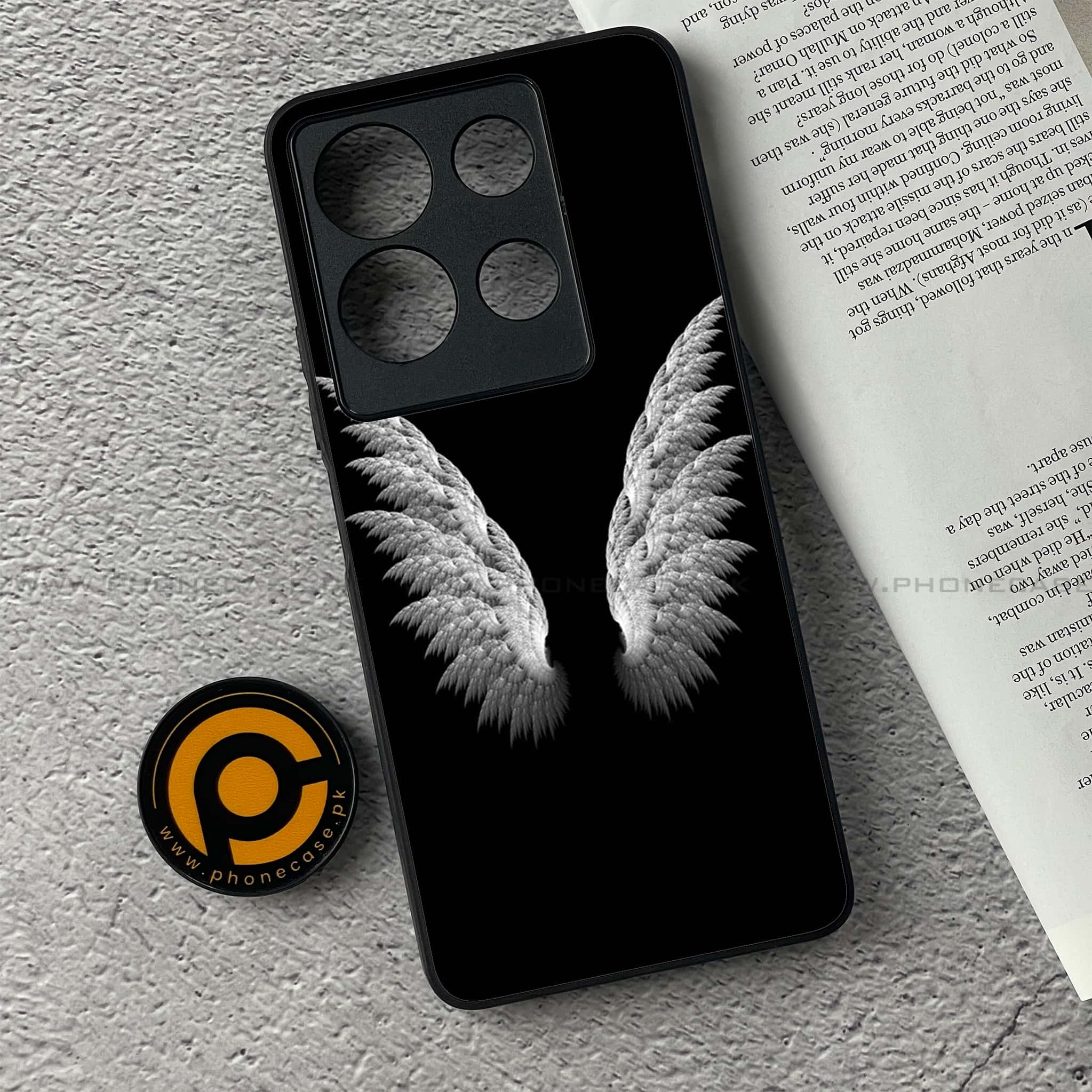 Infinix Note 30 - Angel Wings Series - Premium Printed Glass soft Bumper shock Proof Case