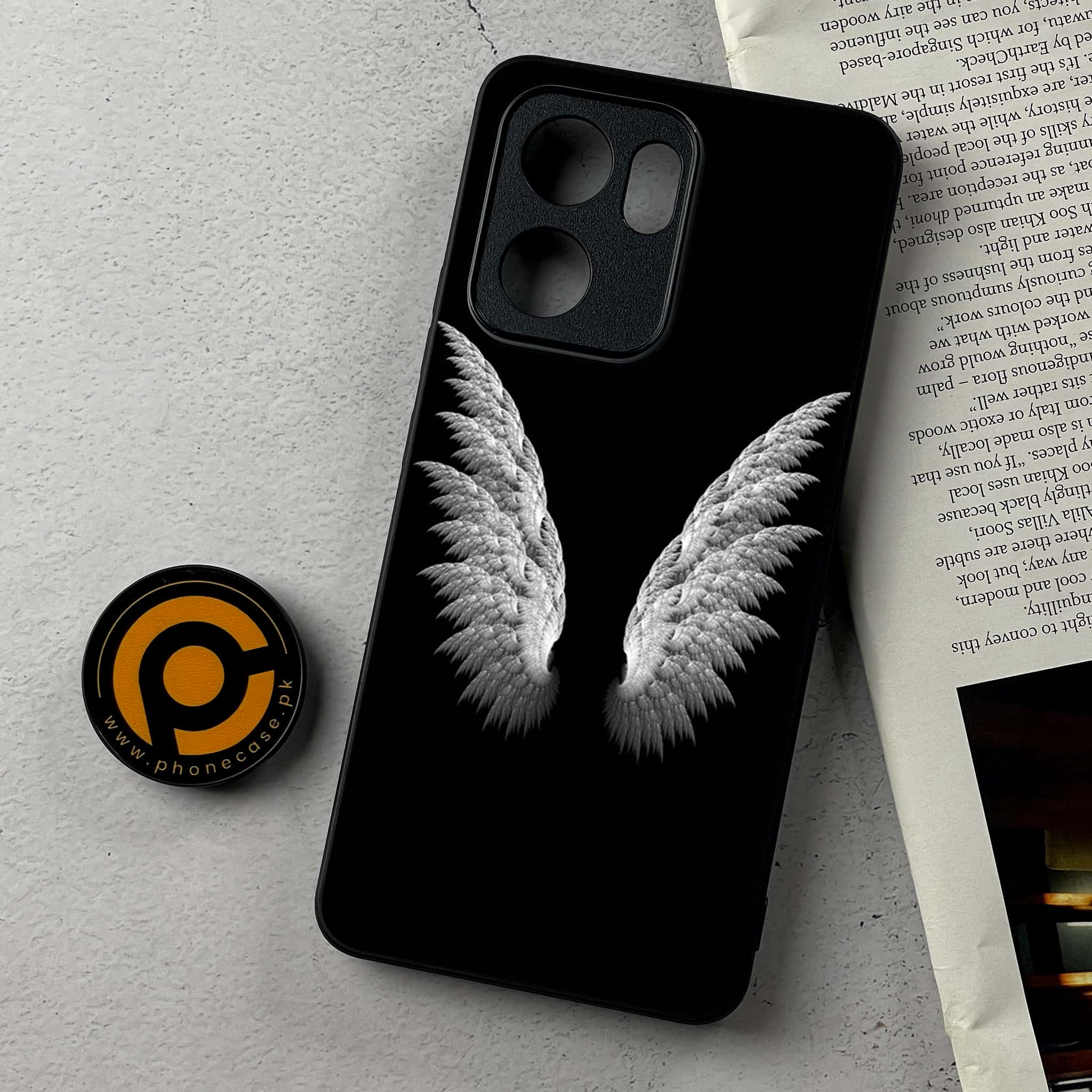Oppo Reno 13F - Angel Wings Series - Premium Metal Printed Soft Bumper Shockproof Case