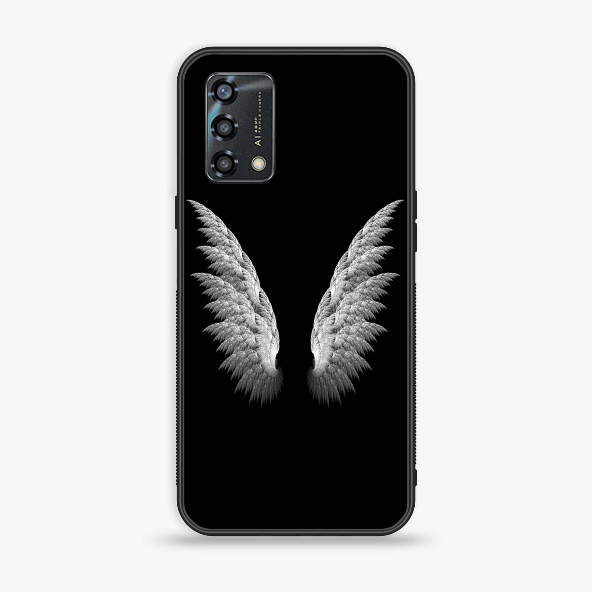 Oppo A95 - Angel Wings Series - Premium Printed Glass soft Bumper shock Proof Case