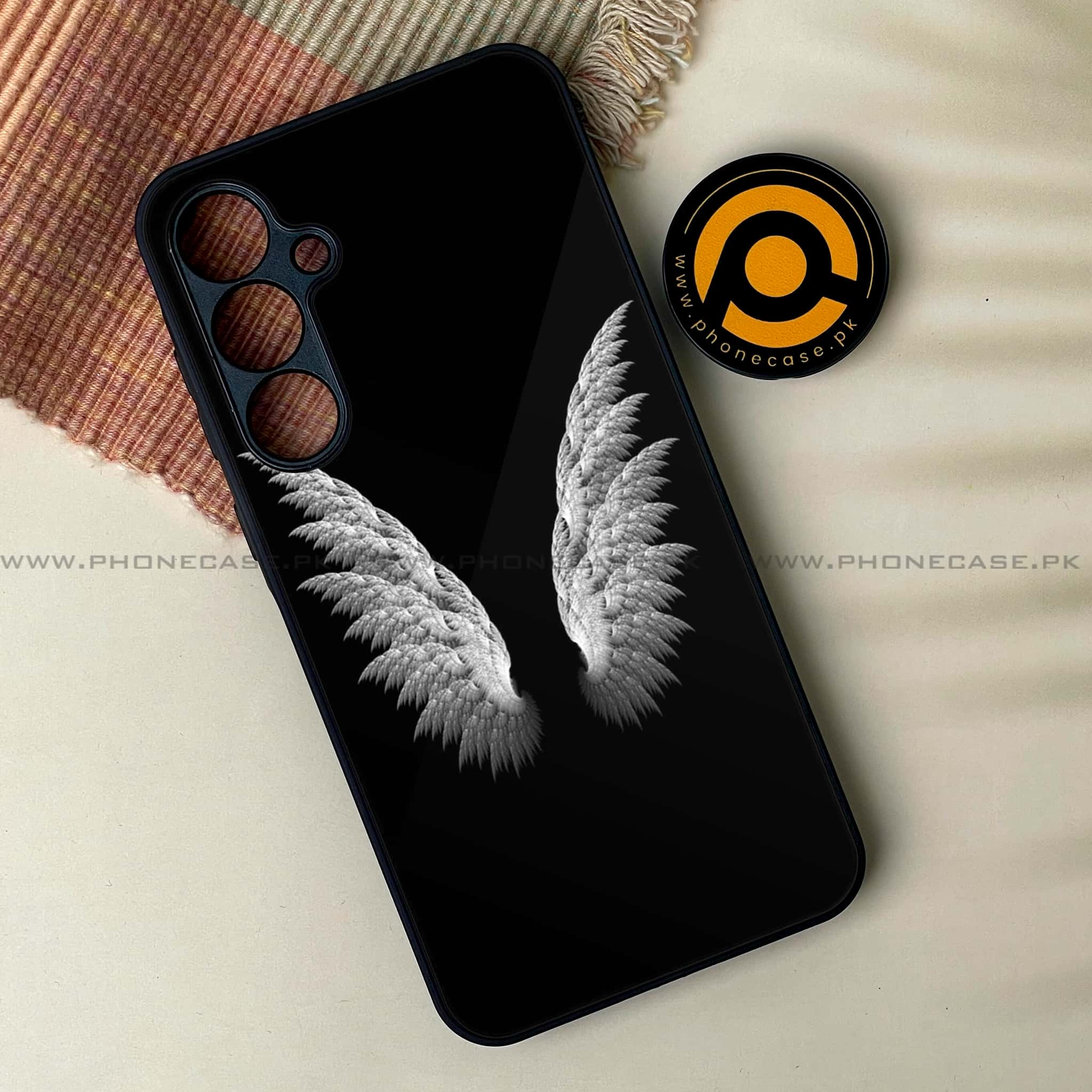 Samsung Galaxy A54 - Angel Wings Series - Premium Printed Glass soft Bumper shock Proof Case