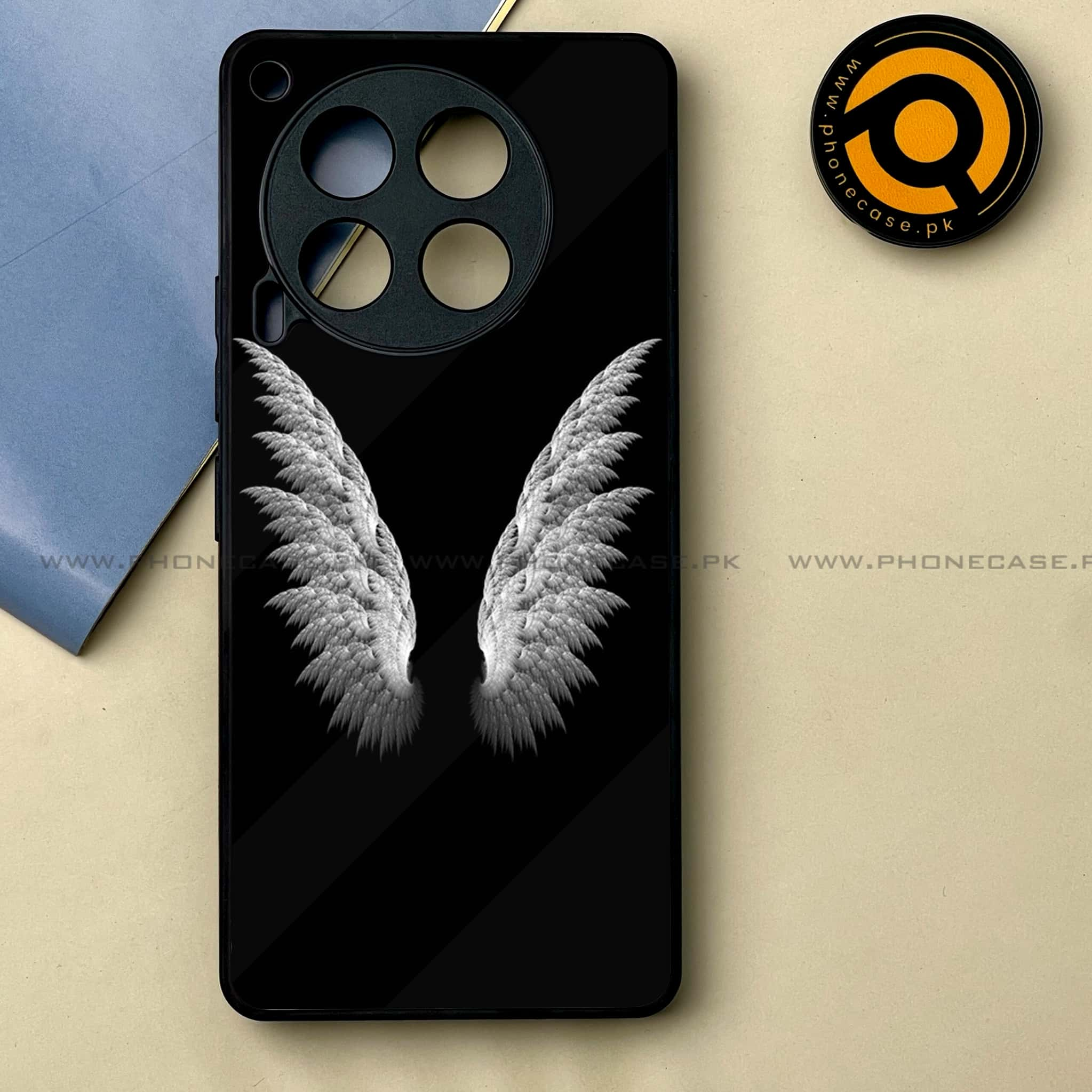 Tecno Camon 30 - Angel Wings Series -  Premium Printed Metal soft Bumper shock Proof Case