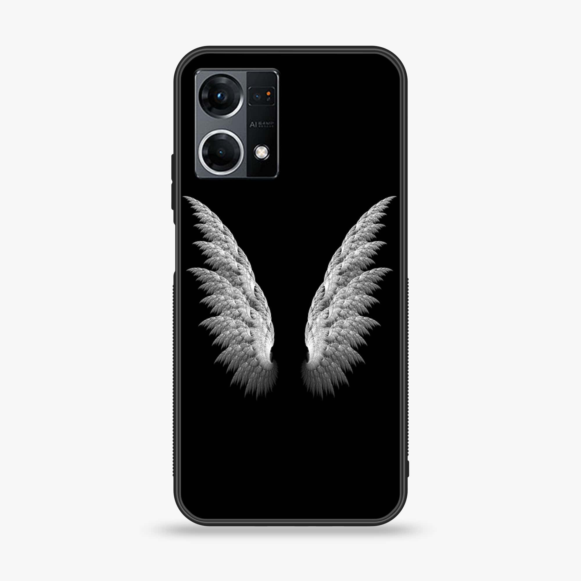 Oppo Reno 7 - Angel Wings Series - Premium Printed Glass soft Bumper shock Proof Case