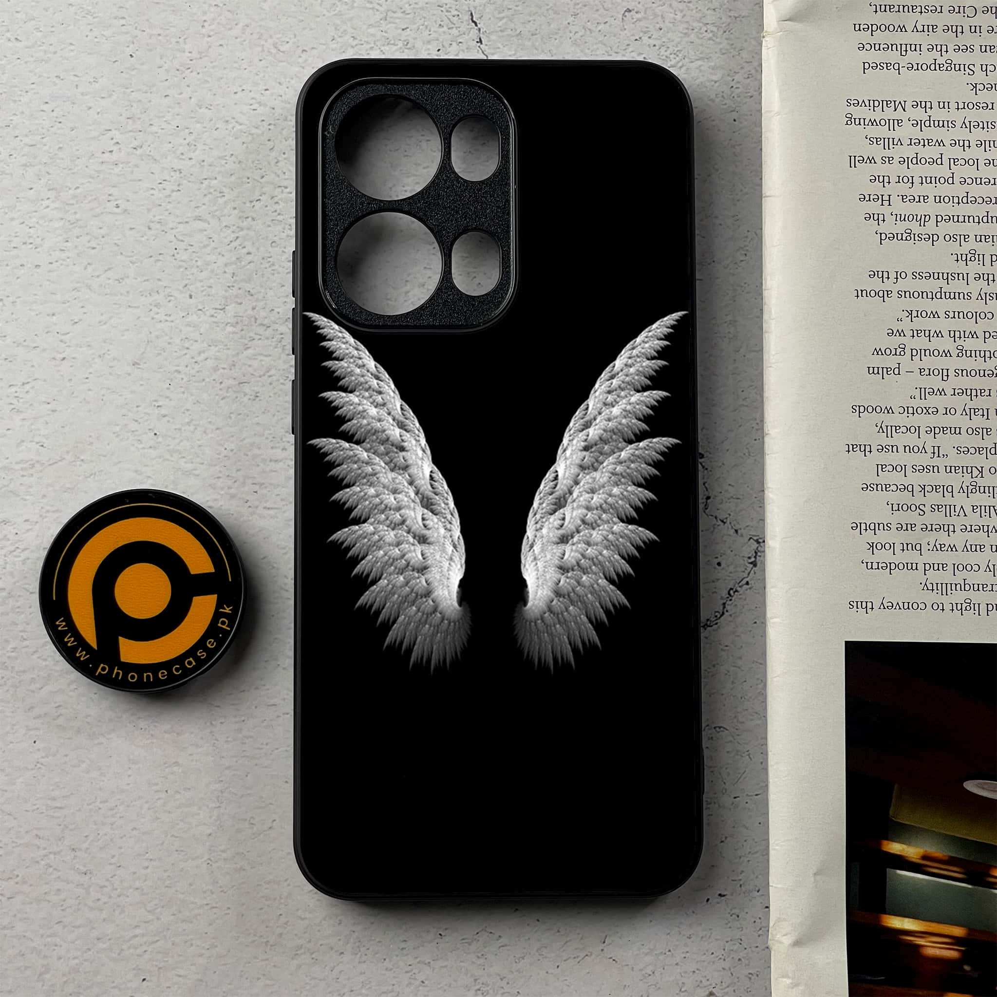 Oppo Reno 13 Pro - Angel Wings Series - Premium Metal Printed Soft Bumper Shockproof Case