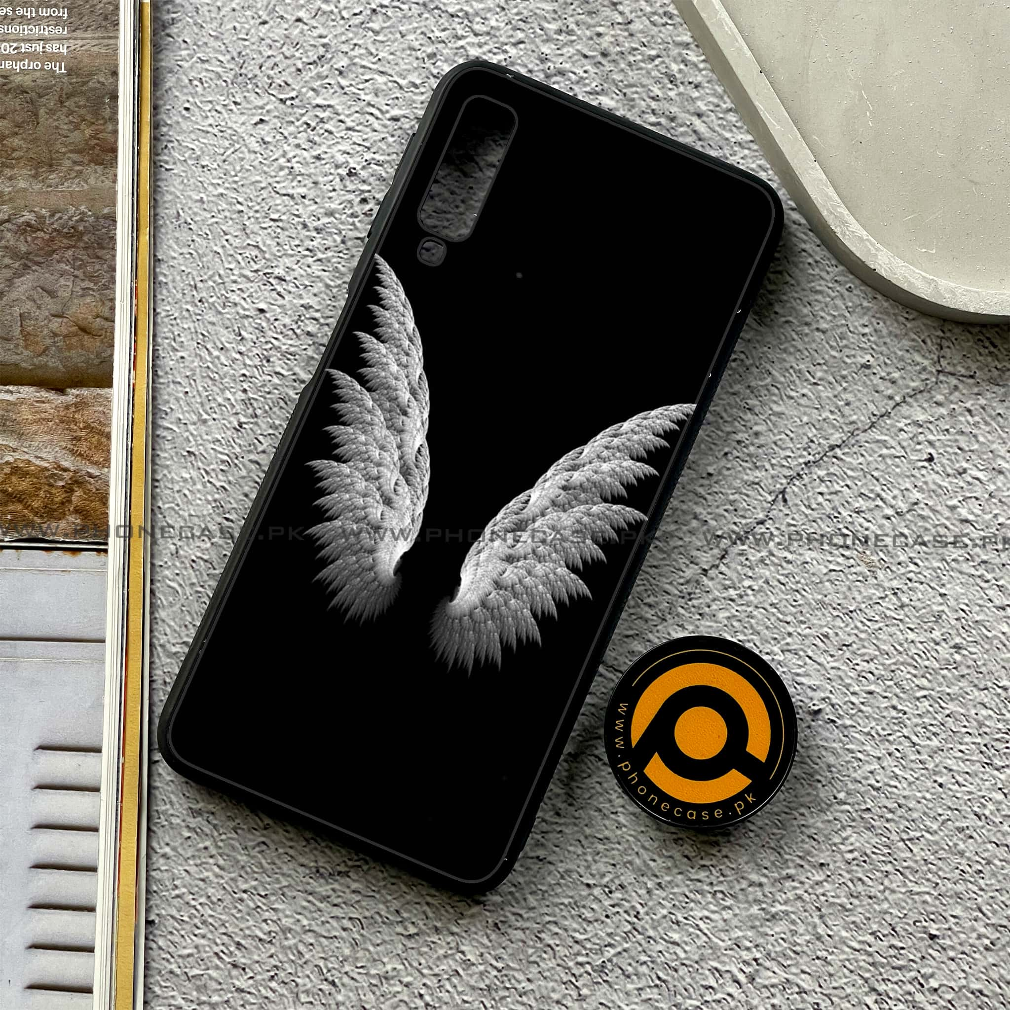 Galaxy A7 2018 - Angel Wings Series - Premium Printed Metal soft Bumper shock Proof Case