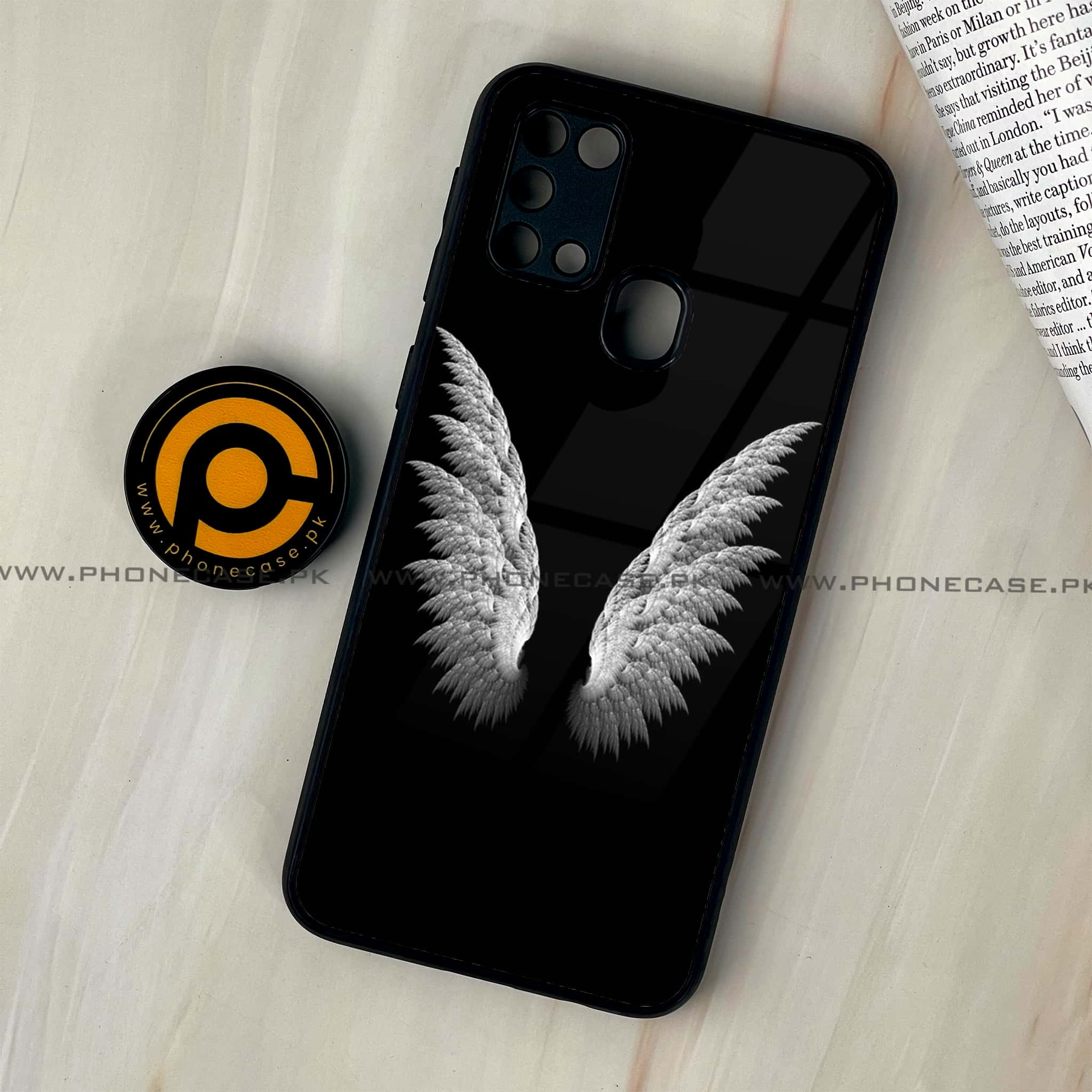 Galaxy M31 - Angel Wings Series - Premium Printed Glass soft Bumper shock Proof Case