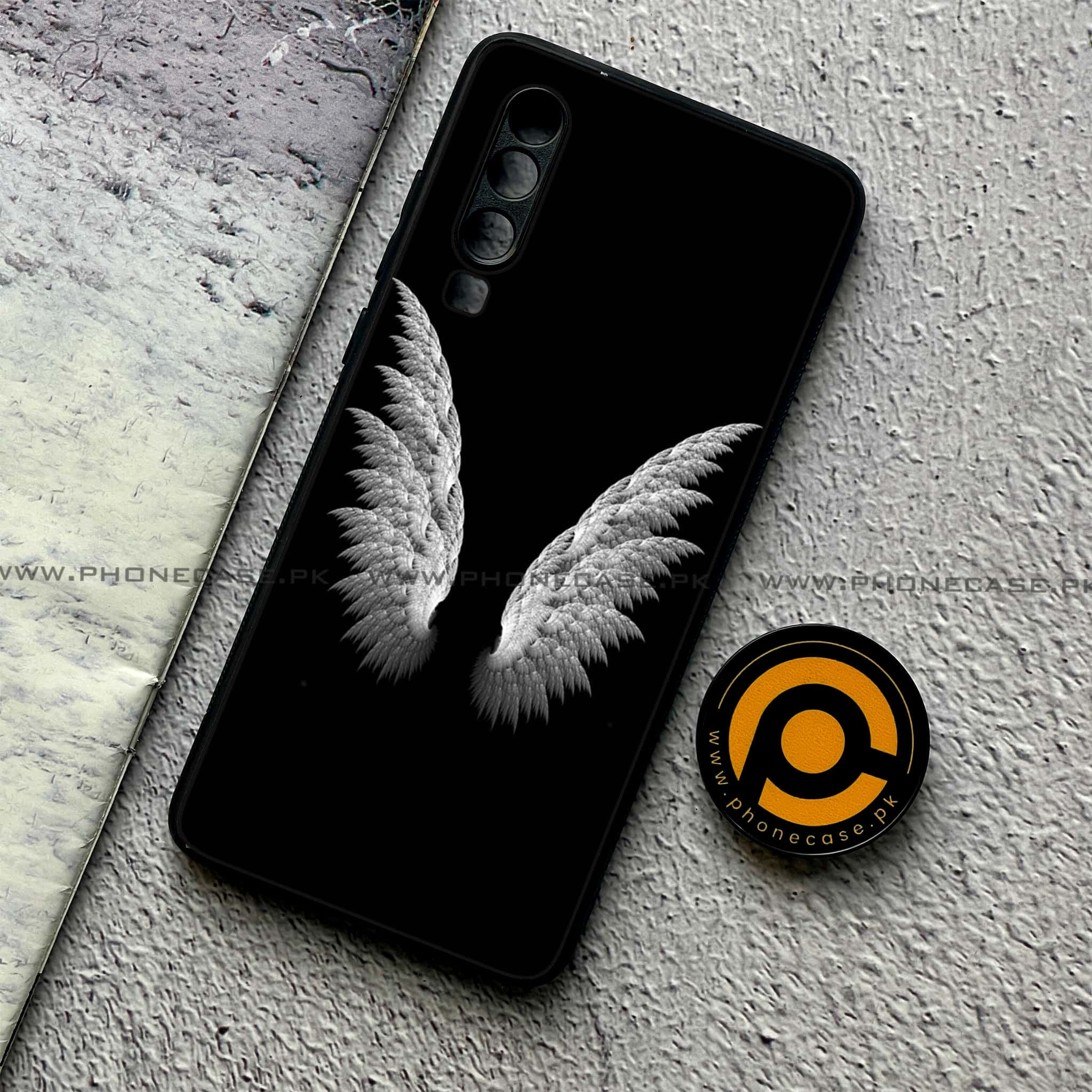 Huawei P30 - Angel Wings Series - Premium Printed Glass soft Bumper shock Proof Case