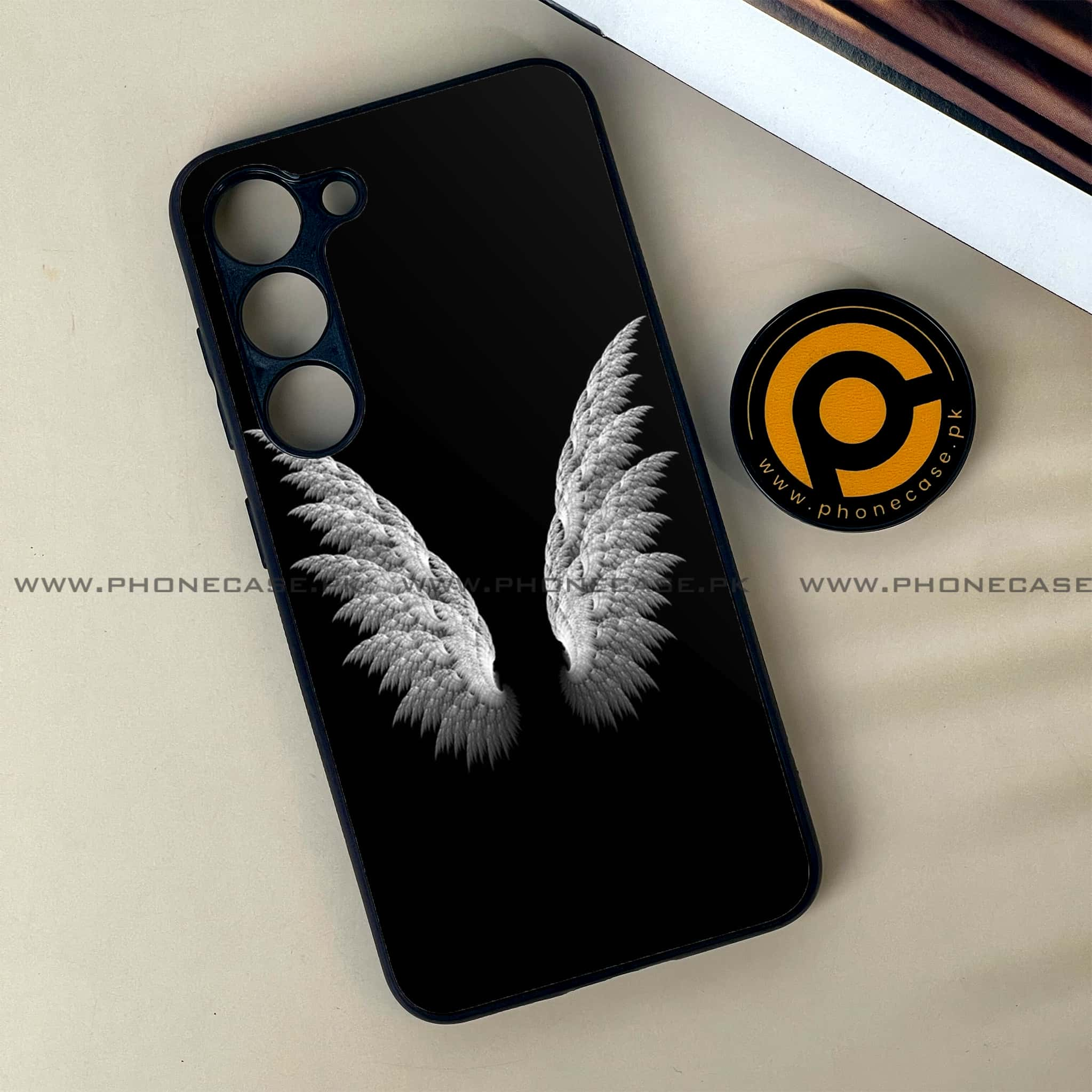 Samsung Galaxy S23 - Angel Wings Series - Premium Printed Glass soft Bumper shock Proof Case