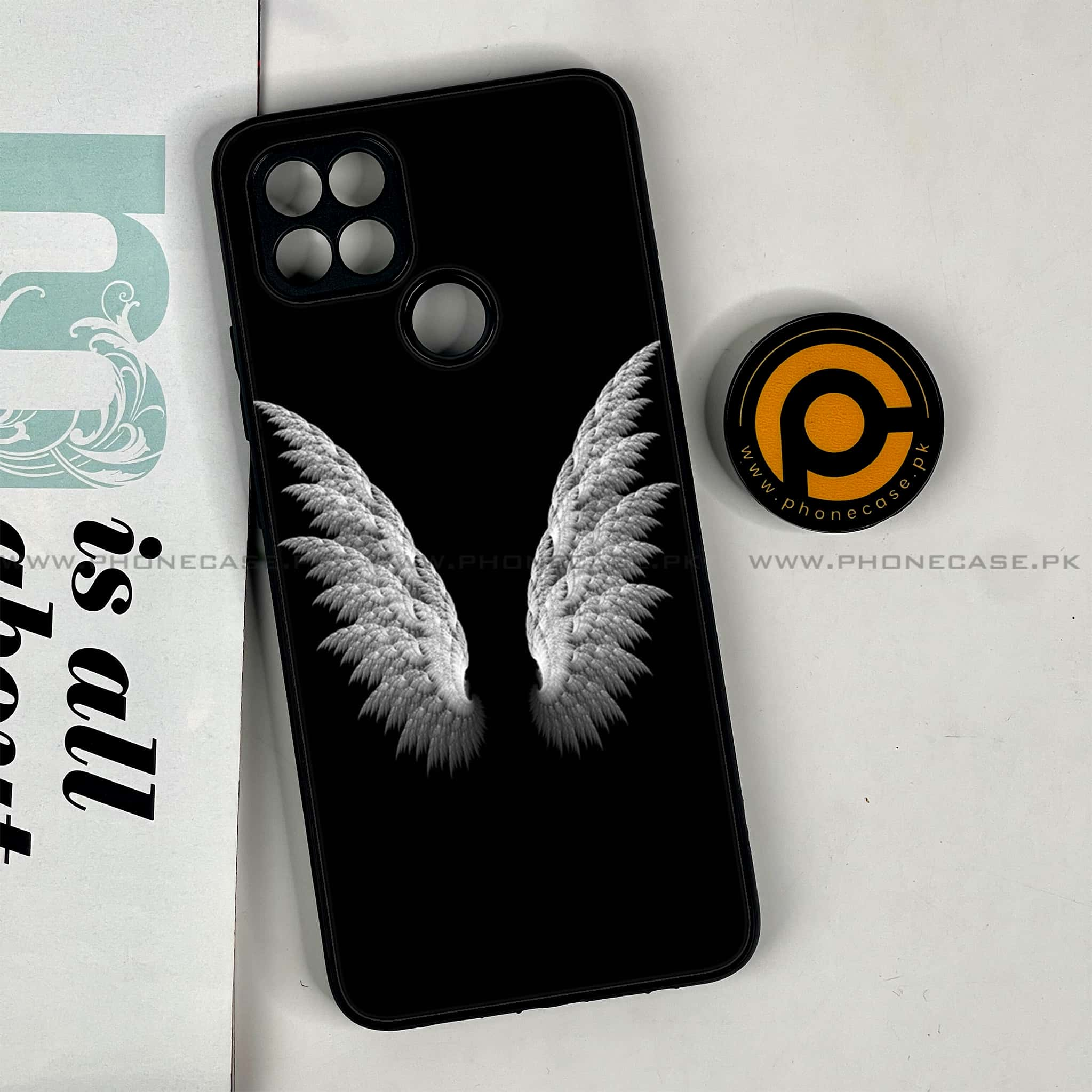 Oppo A15s - Angel Wings Series - Premium Printed Glass soft Bumper shock Proof Case