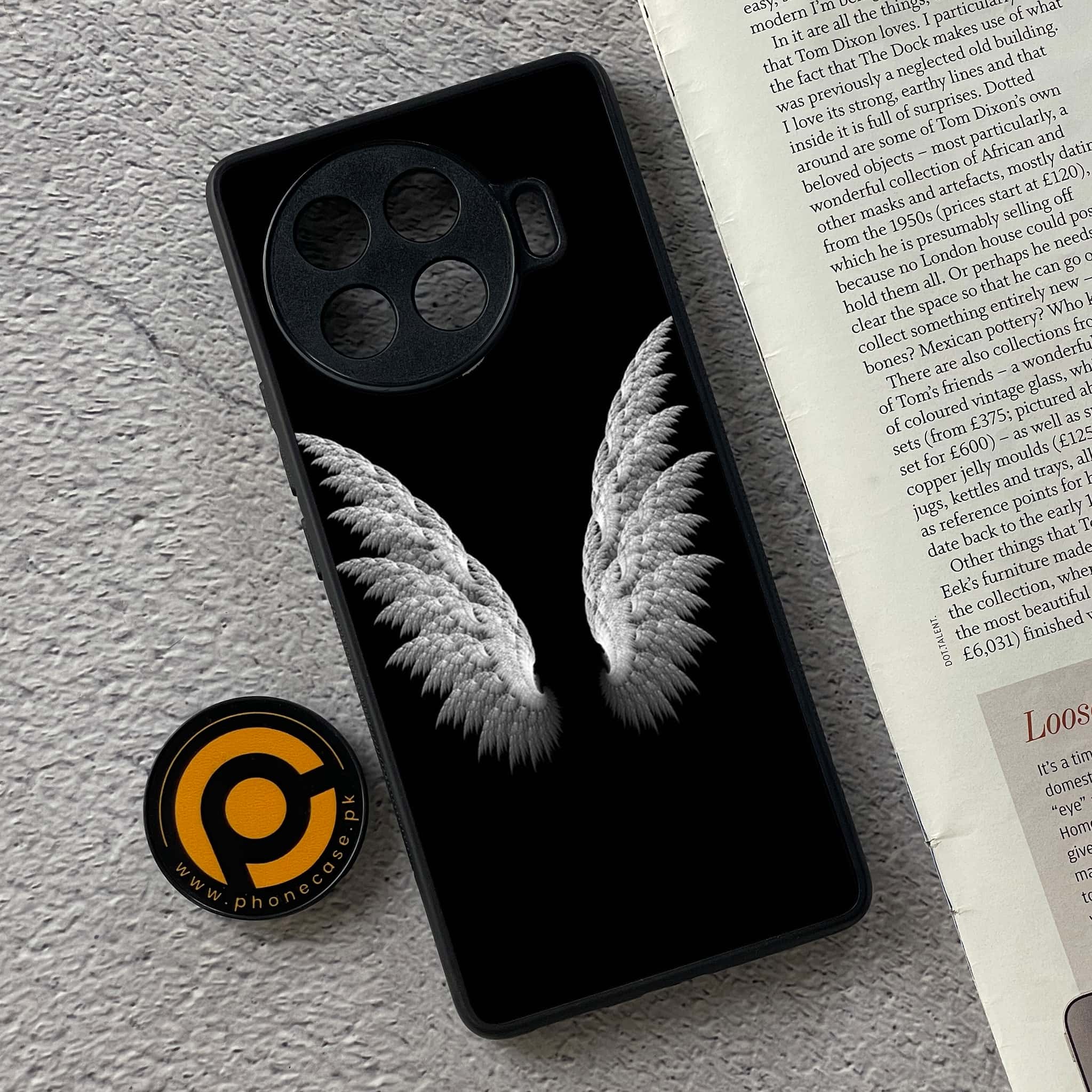 Tecno Spark 20 pro plus - Angel Wings Series - Premium Printed Glass soft Bumper shock Proof Case