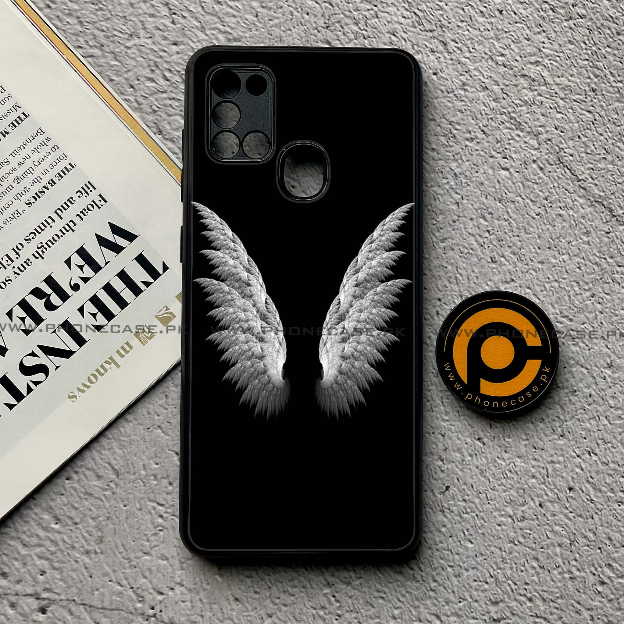 Samsung Galaxy A21s - Angel Wings Series - Premium Printed Glass soft Bumper shock Proof Case