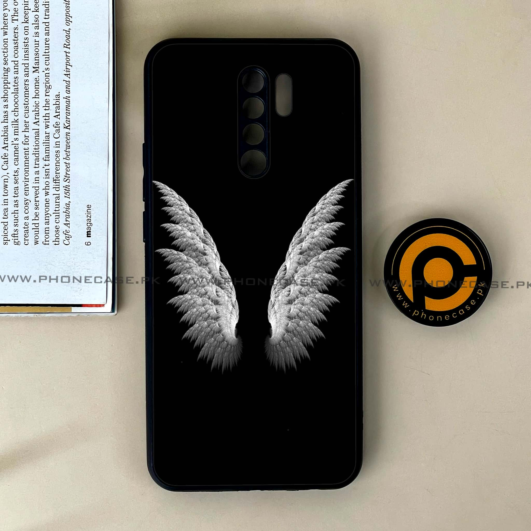 Xiaomi Redmi 9 - Angel Wings Series - Premium Printed Glass soft Bumper shock Proof Case