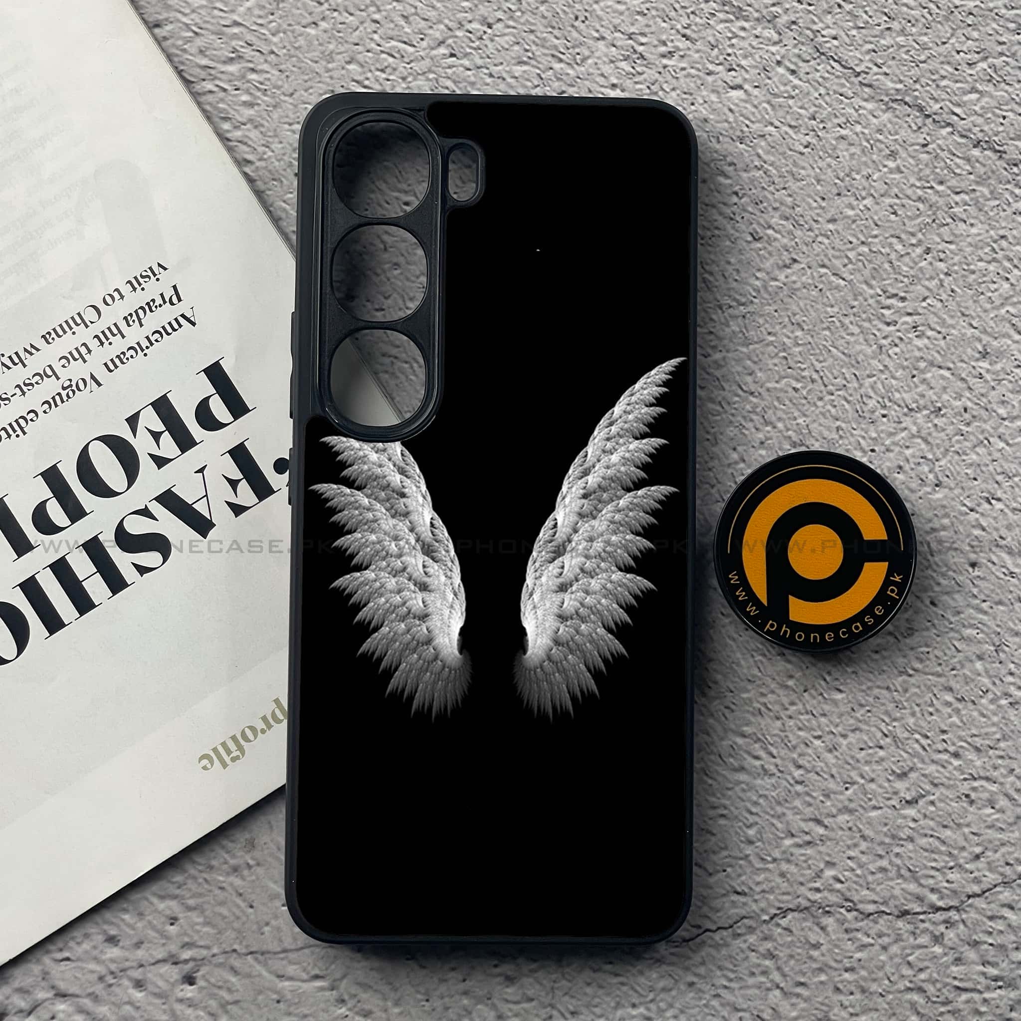 Vivo V40 Lite (IDN) - Angel Wings Series - Premium Metal Printed soft Bumper Shock Proof Case