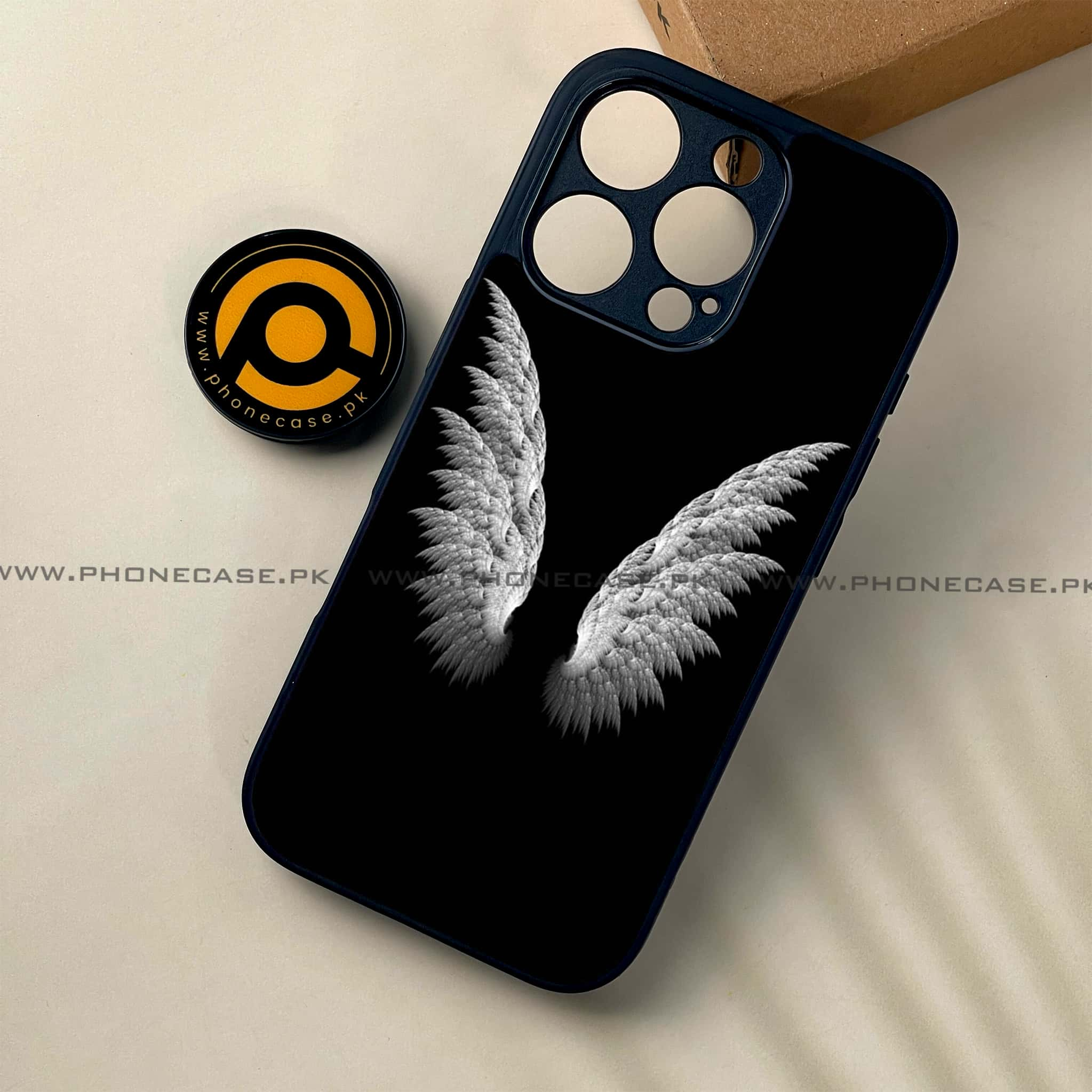 iPhone 16 Pro - Angel Wings Series - Premium Printed Glass soft Bumper shock Proof Case