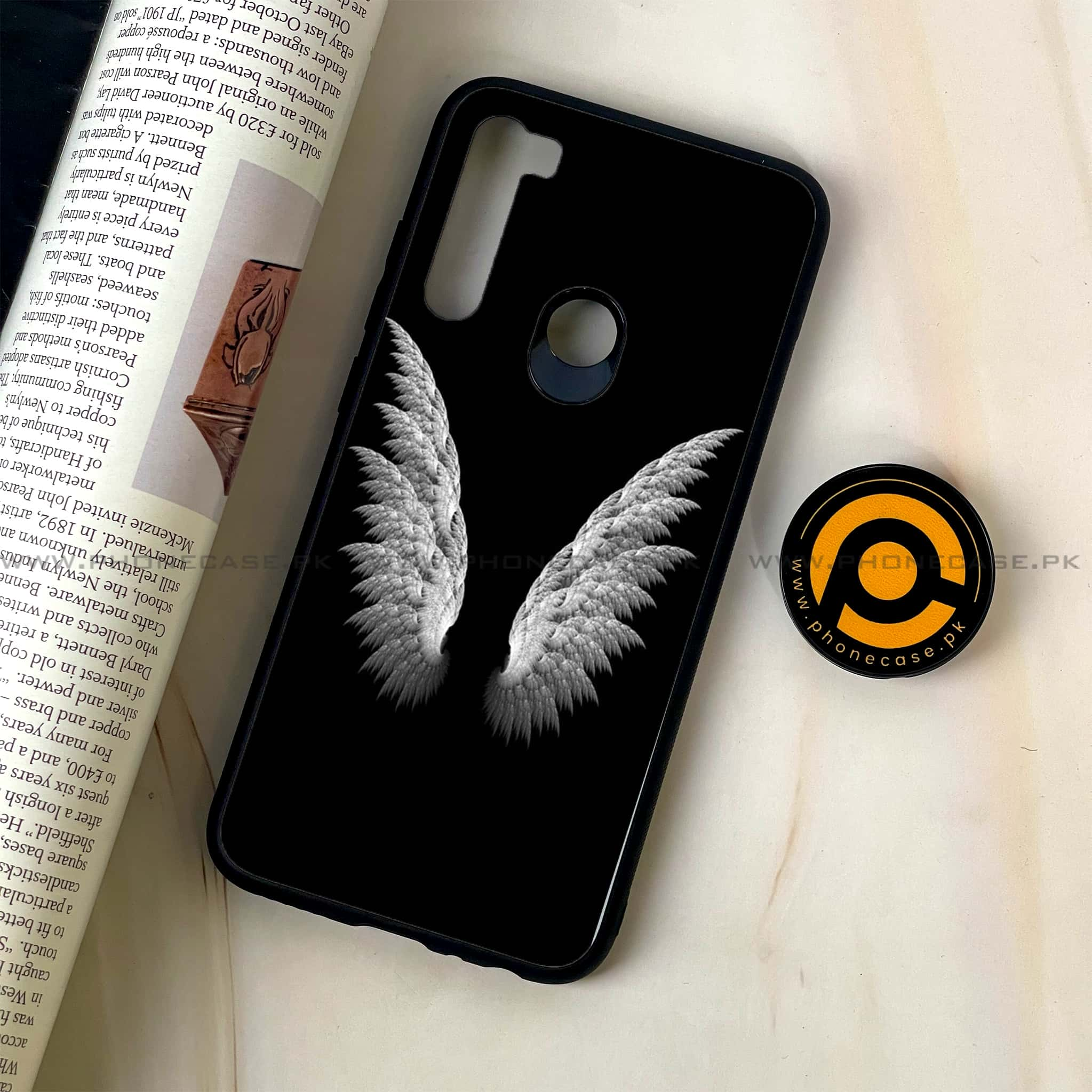 Redmi Note 8 - Angel Wings Series - Premium Printed Glass soft Bumper shock Proof Case