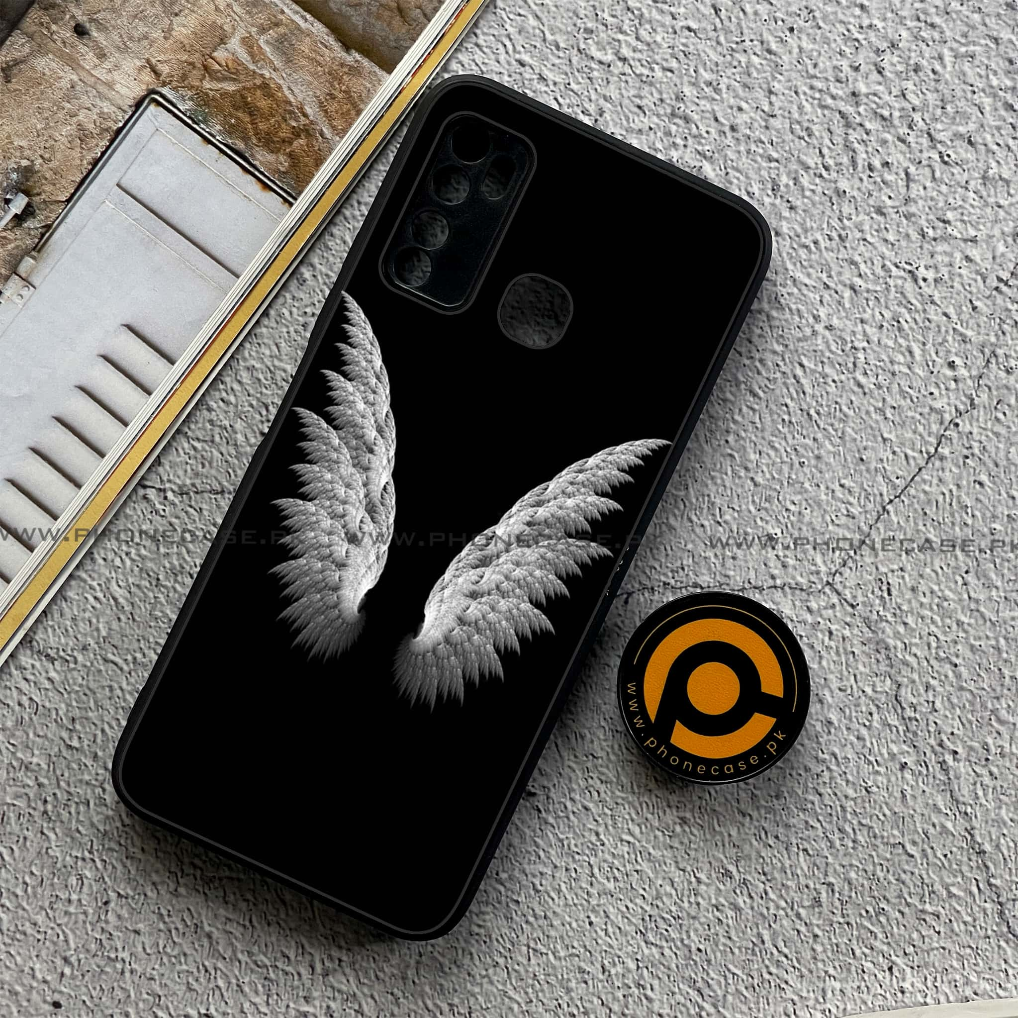 Infinix Note 7 Lite - Angel Wings Series - Premium Printed Metal soft Bumper shock Proof Case