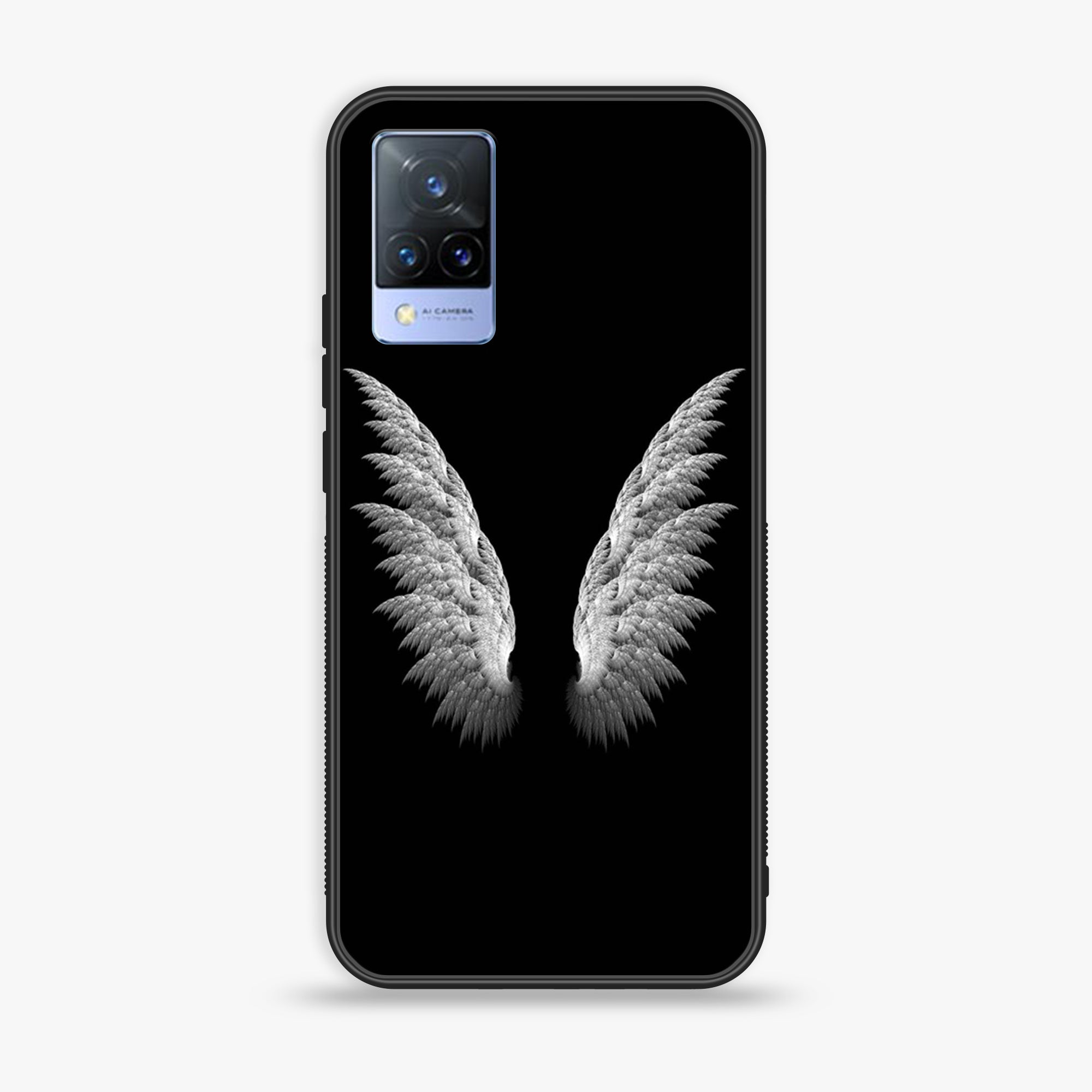 Vivo V21 - Angel Wings Series - Premium Printed Glass soft Bumper shock Proof Case