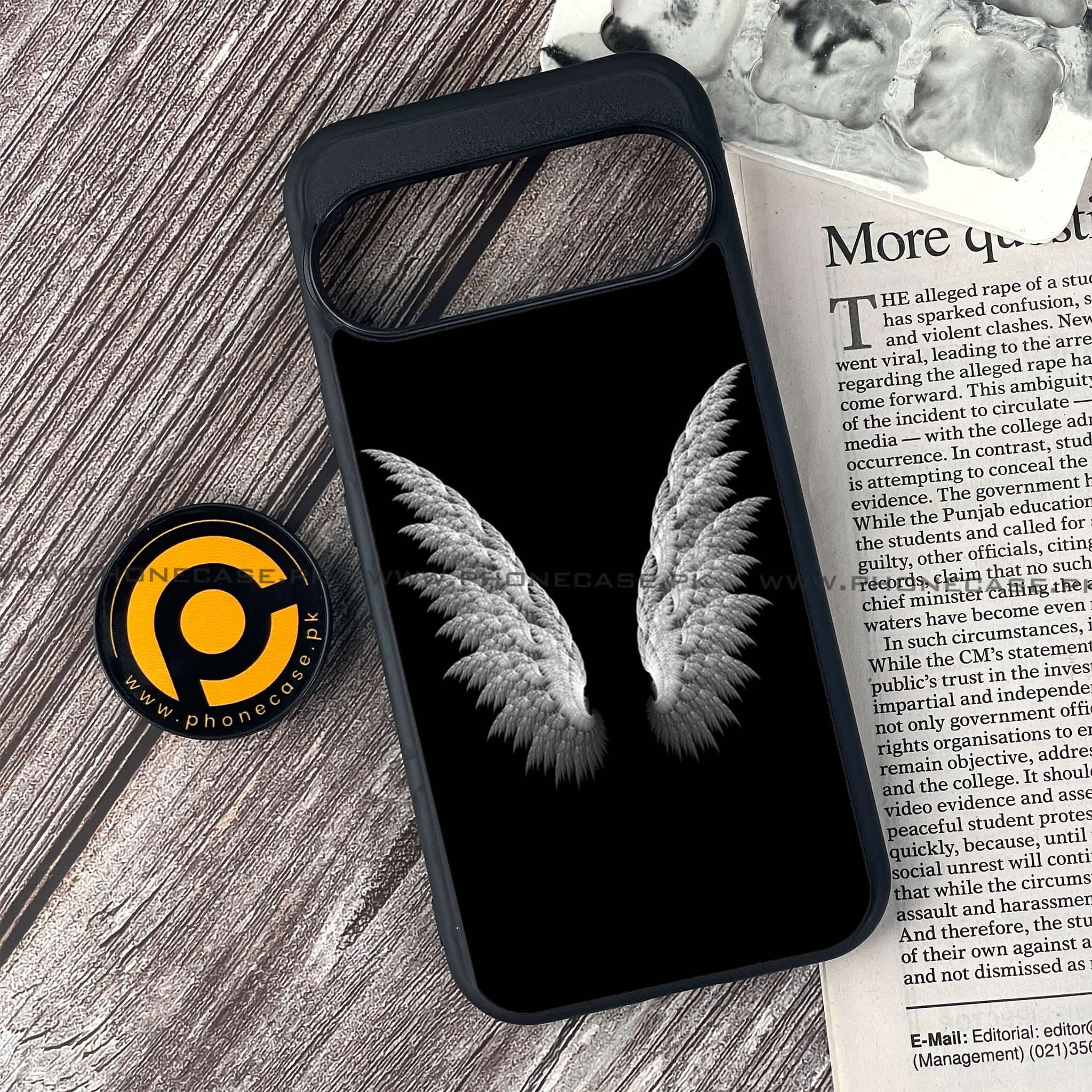 Google Pixel 9 Pro - Angel Wings Series - Premium Printed Glass soft Bumper shock Proof Case