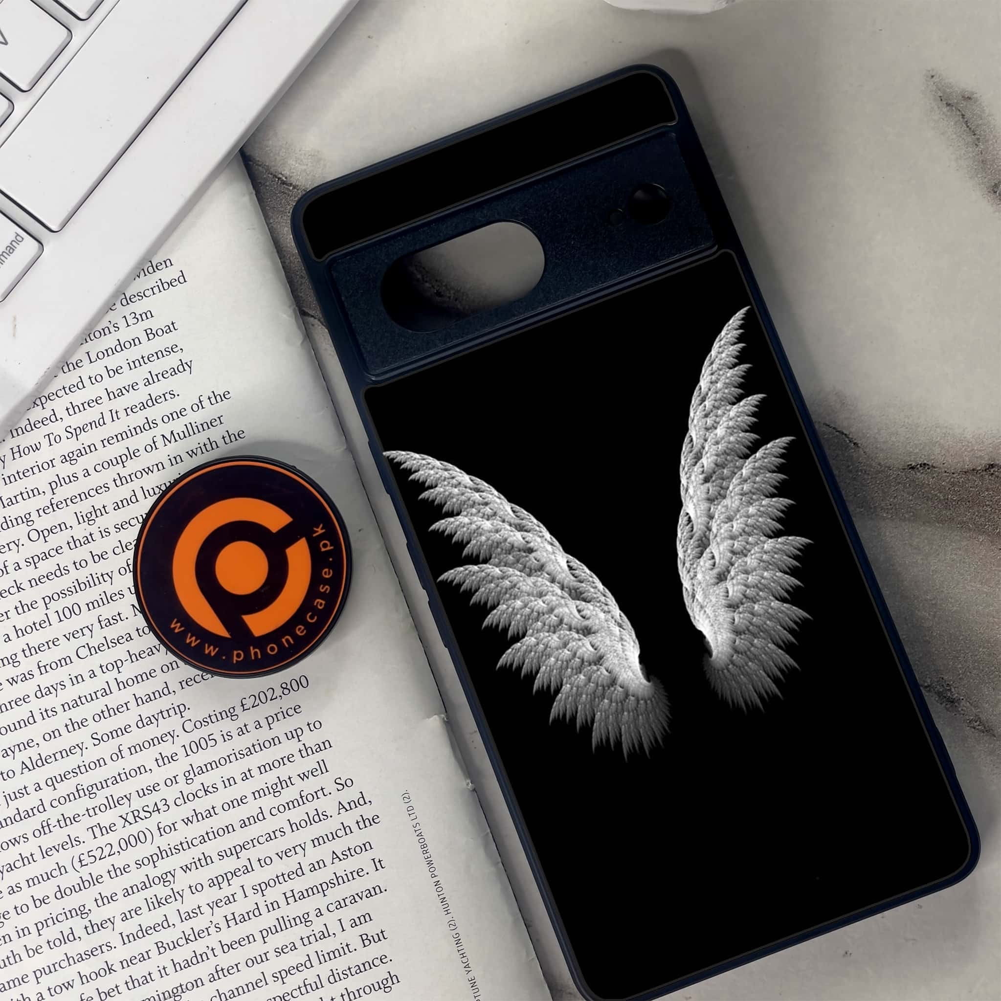 Google Pixel 7 - Angel Wings Series - Premium Metal Printed soft Bumper Shock Proof Case