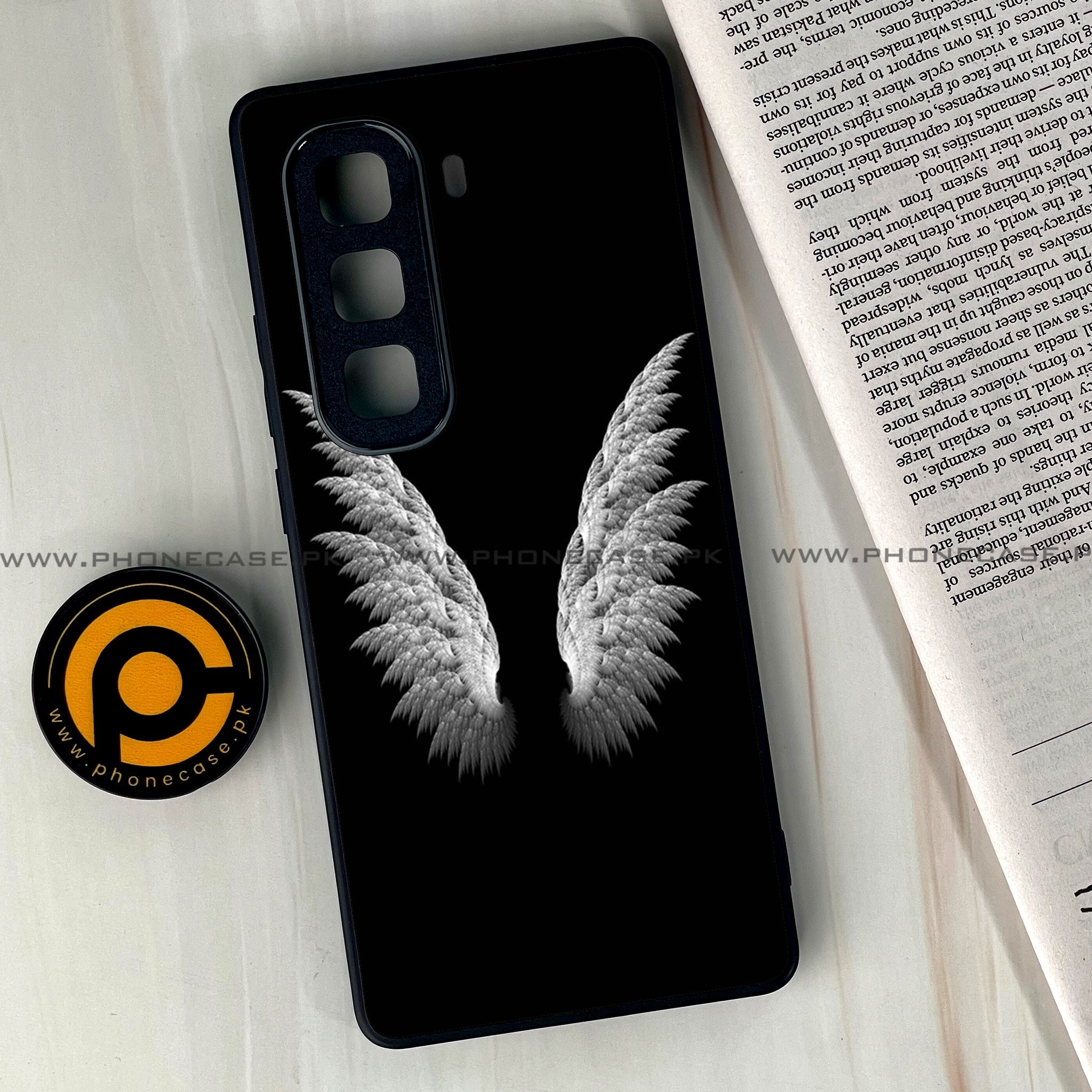 Infinix Hot 60 Pro Plus - Angel Wings Series - Premium Metal Printed soft Bumper shock Proof Case