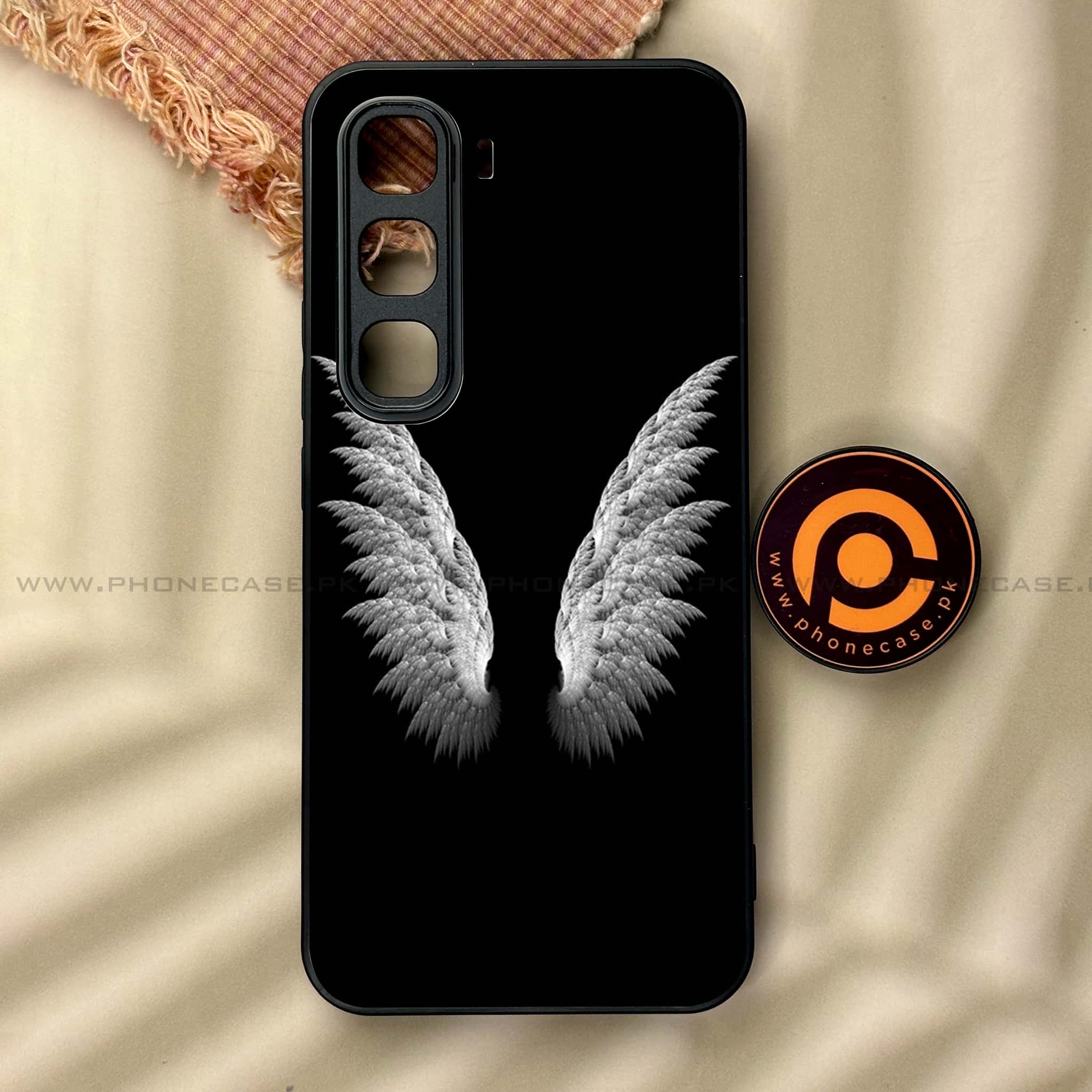 Infinix Hot 60 Pro - Angel Wings Series - Premium Metal Printed soft Bumper shock Proof Case